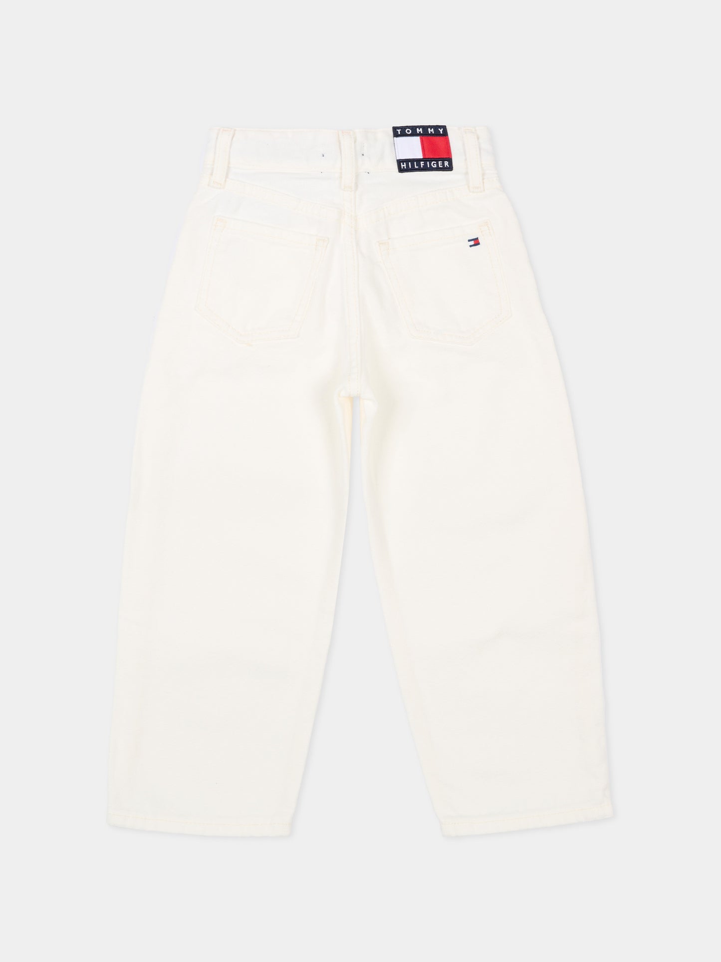 Jeans bianco per bambino con bandiera,Tommy Hilfiger Junior,KB0KB10342 1CD