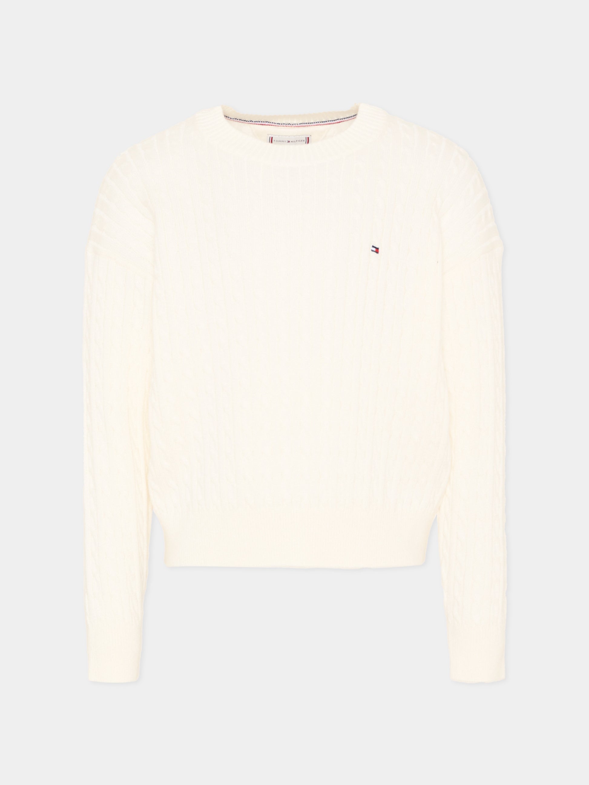 Maglione avorio per bambina con Tommy flag,Tommy Hilfiger Junior,KG0KG08848 YA8