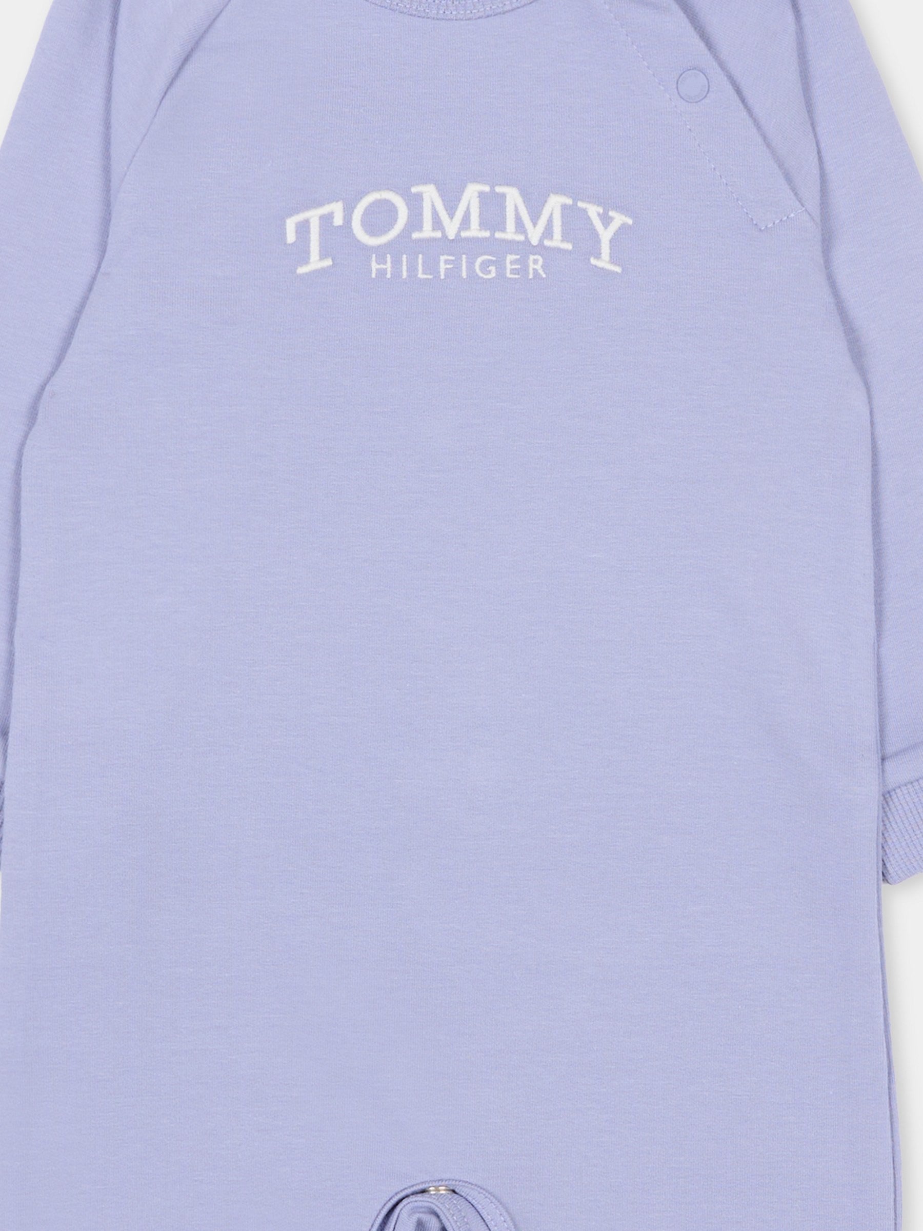 Tutina celeste per neonato con logo,Tommy Hilfiger Junior,KN0KN02136 C5U