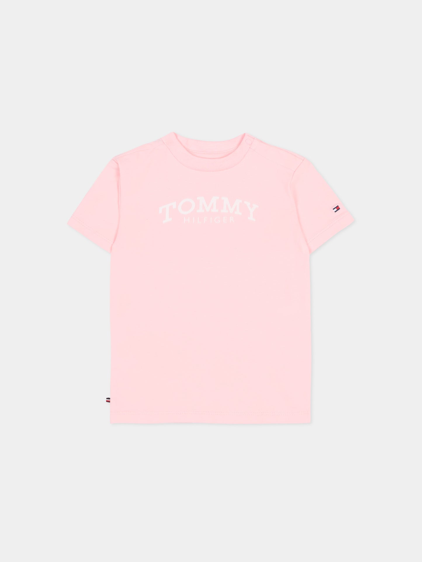 T-Shirt a manica corta rosa per neonata con logo,Tommy Hilfiger Junior,KN0KN02146 TG7
