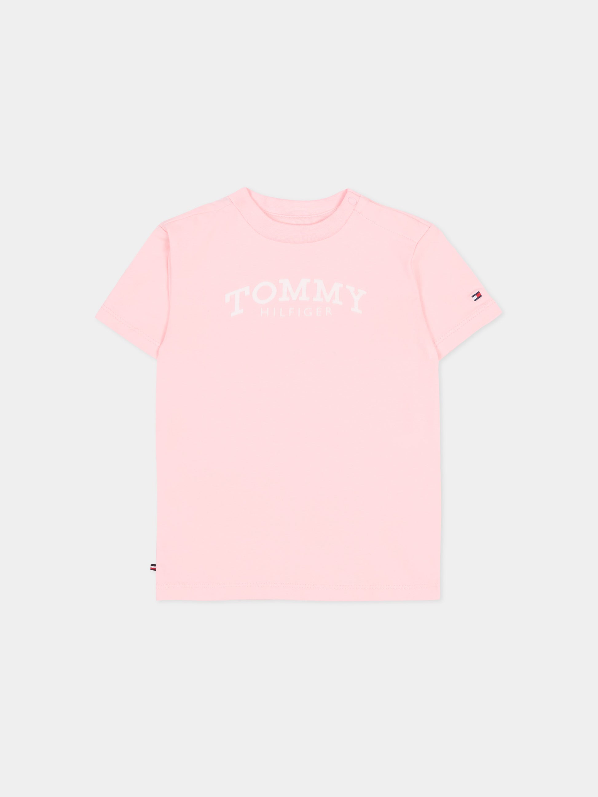 T-Shirt a manica corta rosa per neonata con logo,Tommy Hilfiger Junior,KN0KN02146 TG7