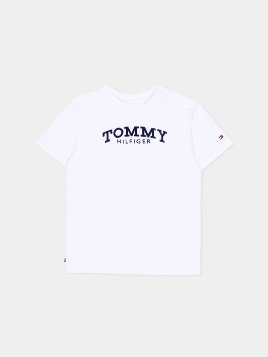 T-shirt a manica corta bianca per neonati con logo,Tommy Hilfiger Junior,KN0KN02146 YBR