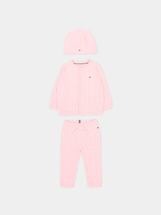 Completo nascita rosa per neonata con Tommy flag,Tommy Hilfiger Junior,KN0KN02160 TG7