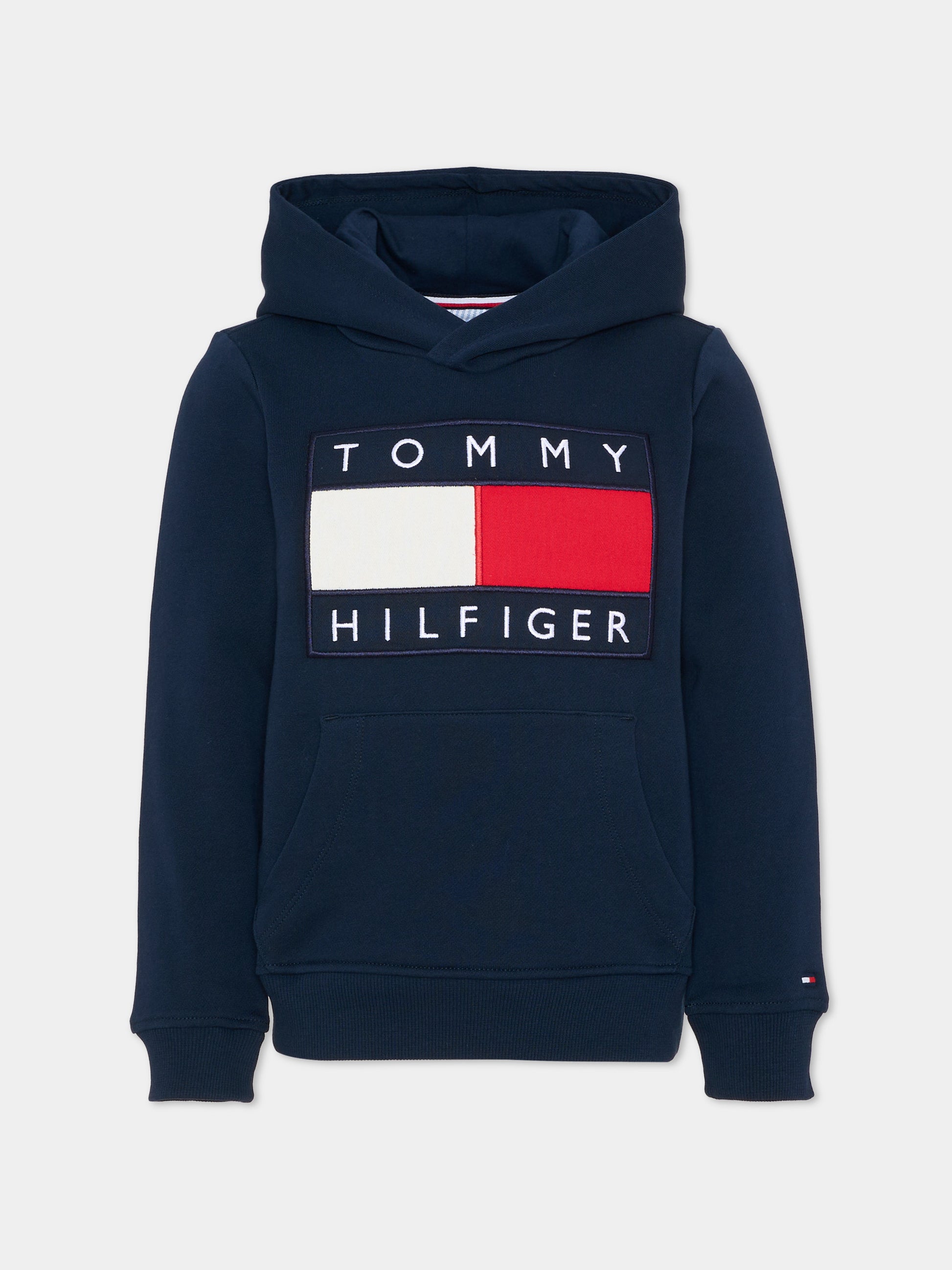 Felpa blu per bambino con logo,Tommy Hilfiger Junior,KS0KS00707 C1G