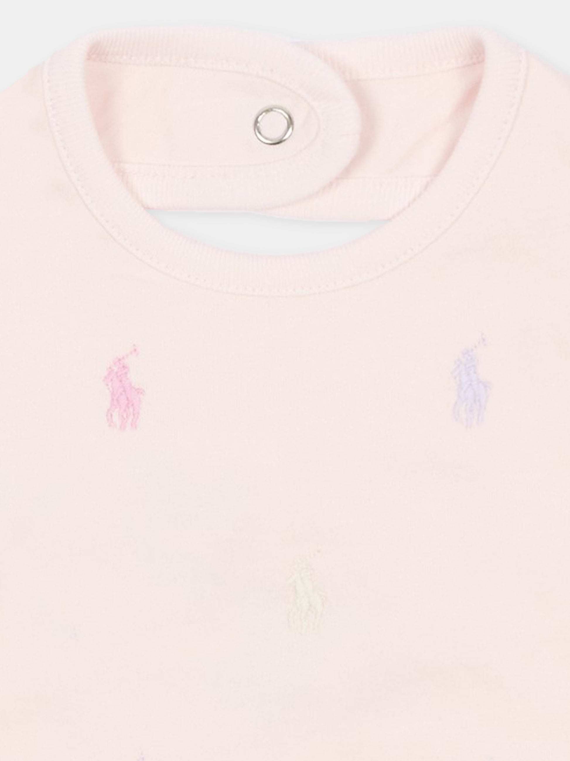 Bavaglino rosa per neonata con iconici cavallini,Ralph Lauren Kids,876689001