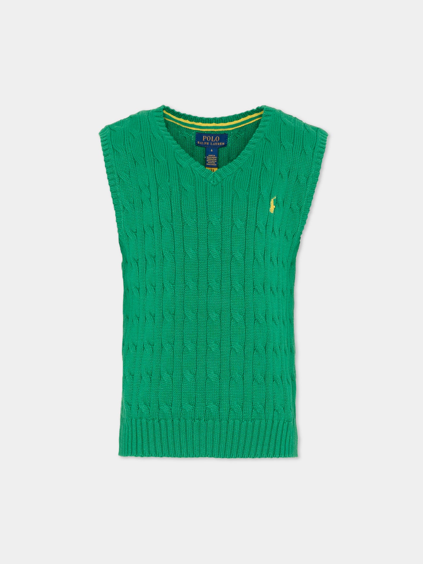 Maglia gilet verde per bambino con cavallino,Ralph Lauren Kids,702300500