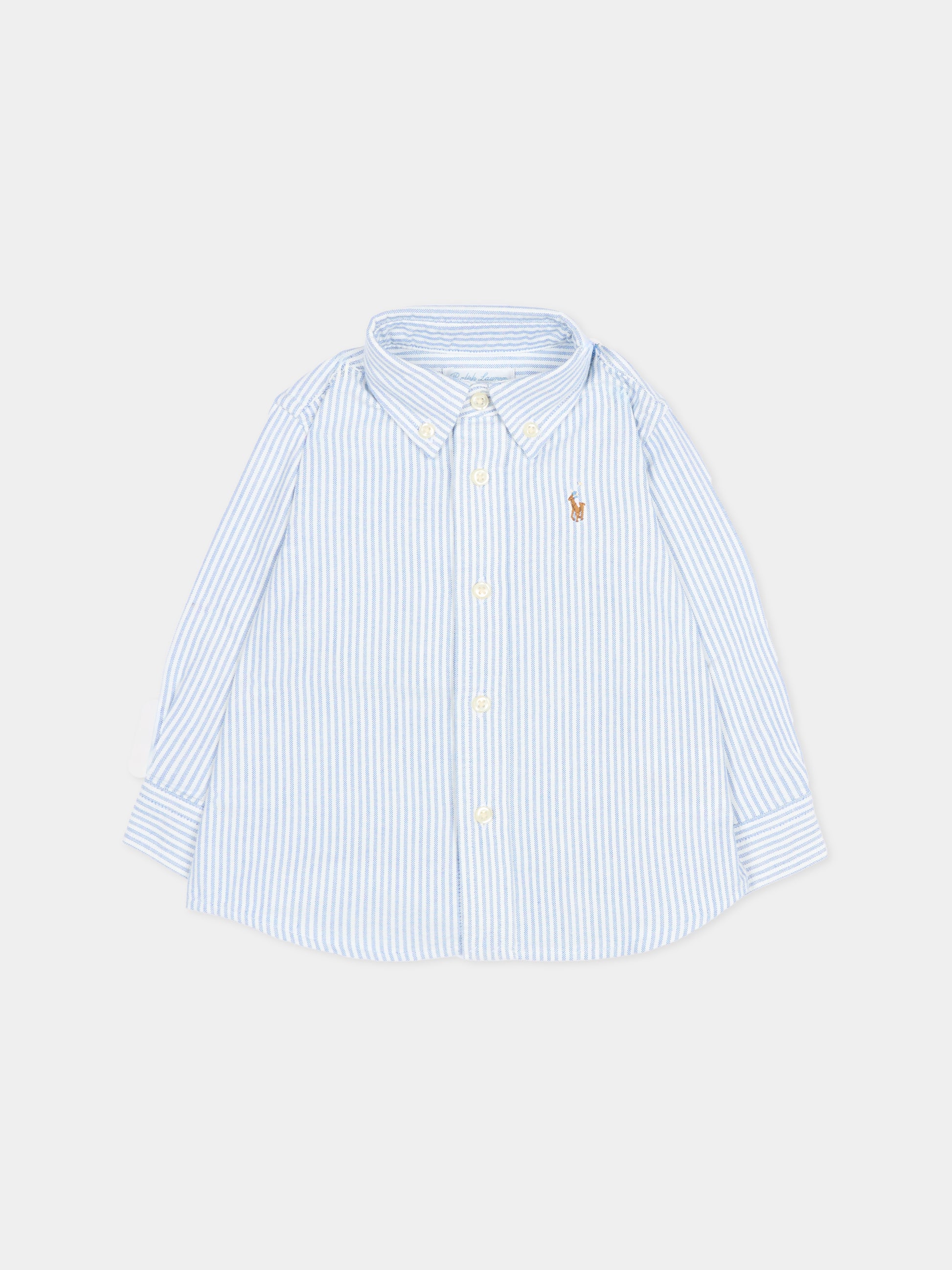 Camicia blu per neonato con cavallino,Ralph Lauren Kids,677177001
