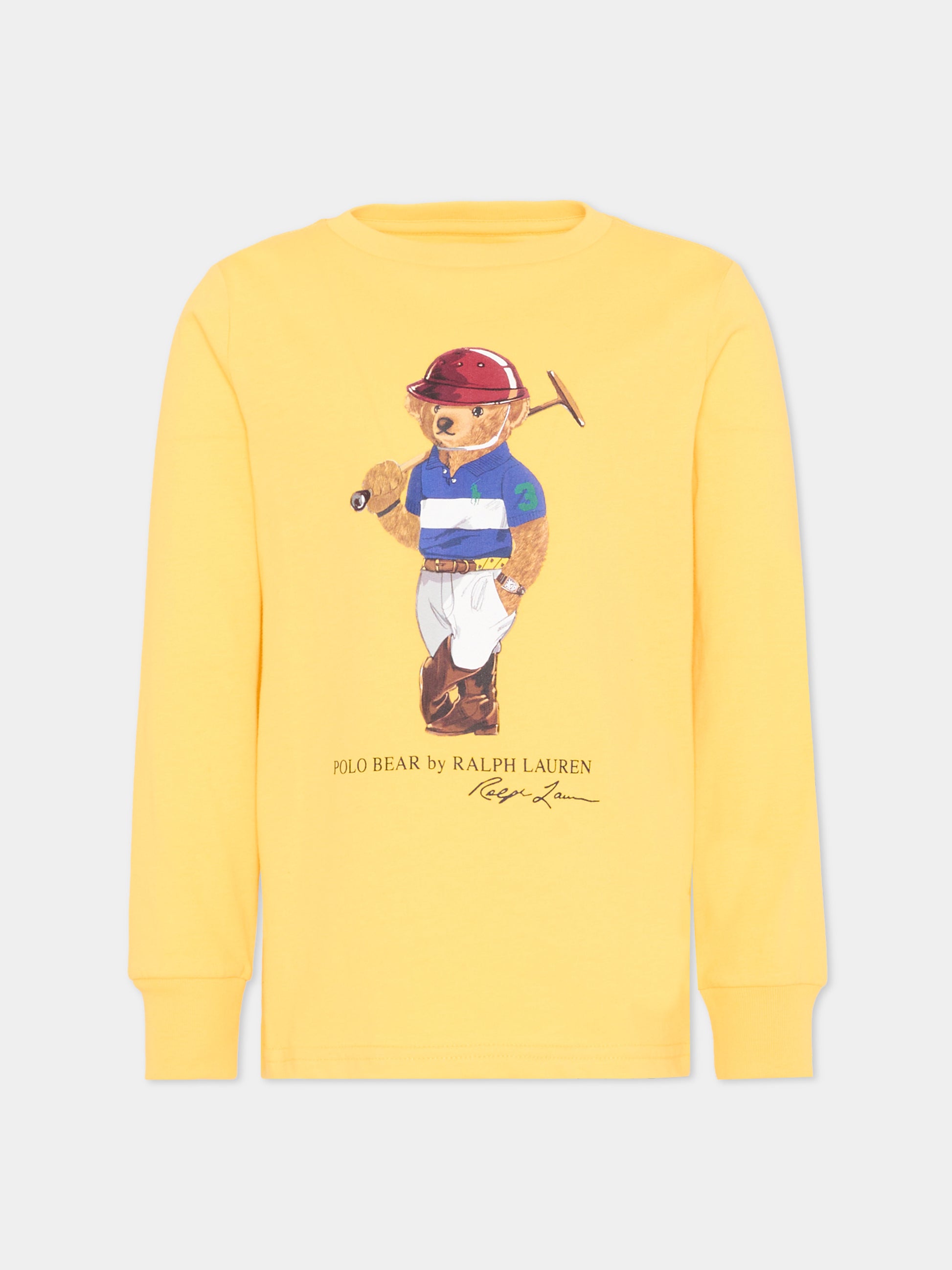T-shirt gialla per bambino con Polo Bear,Ralph Lauren Kids,A96609001