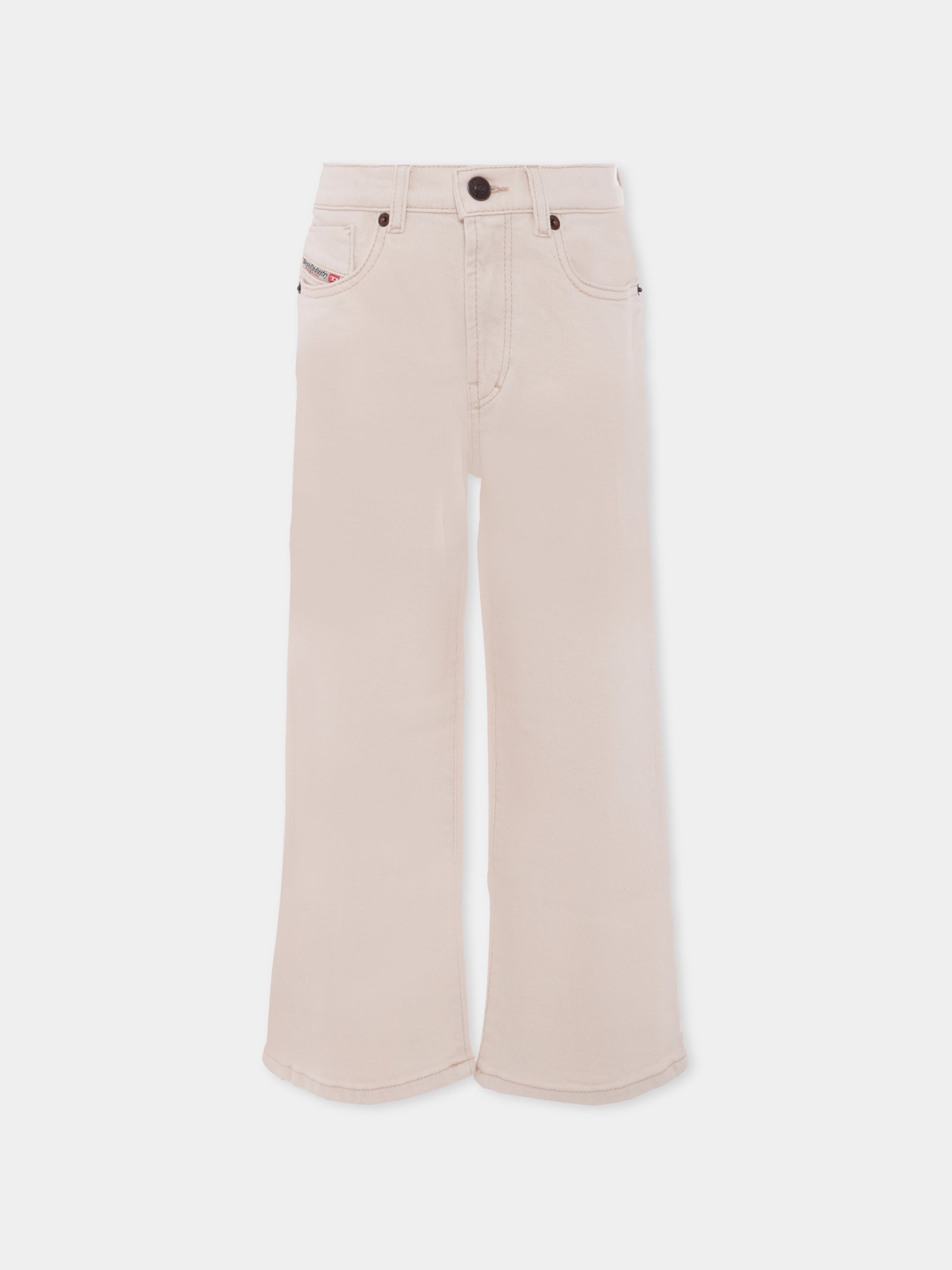 Jeans avorio per bambina con logo,Diesel,J00818 KXBDB K101