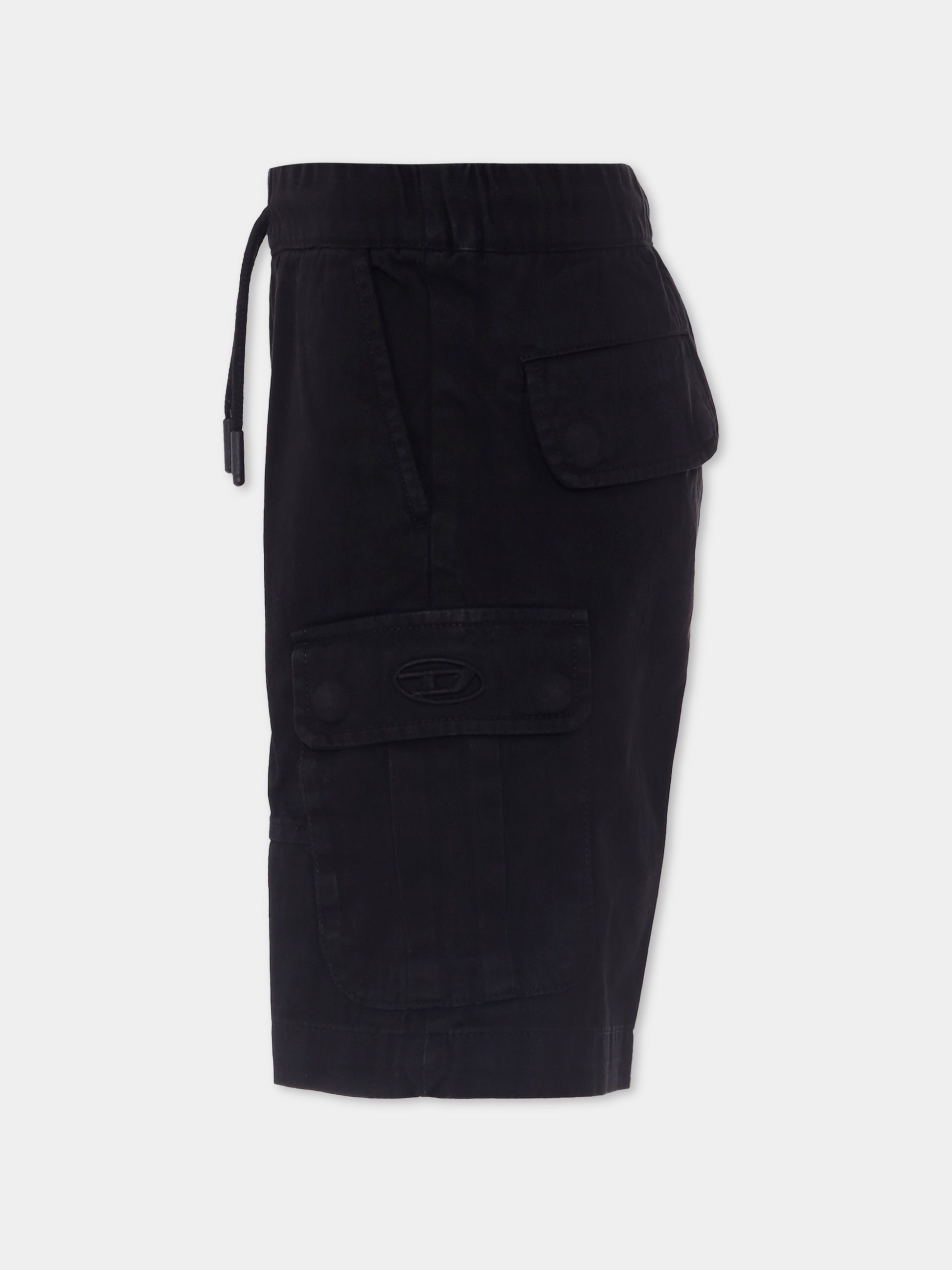 Shorts neri per bambini con logo,Diesel,J01765 KXBJ1 K900