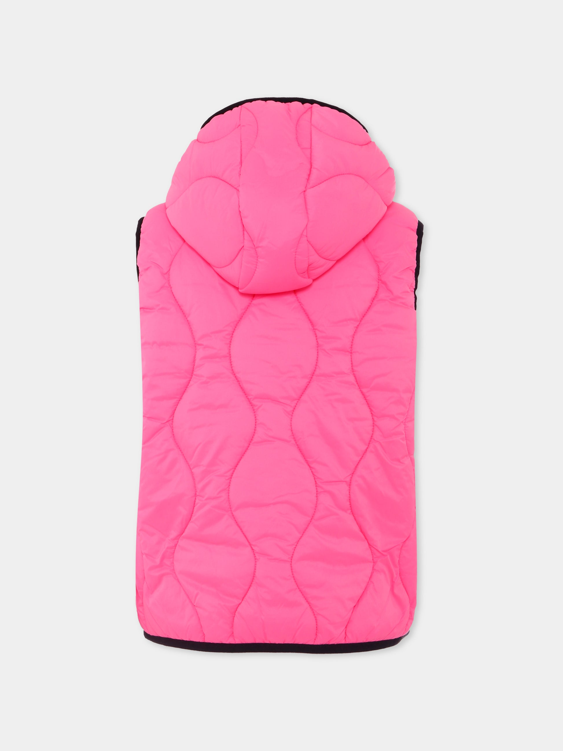 Gilet rosa fluo per bambina con logo,Diesel,J01772 KXBJ2 K306