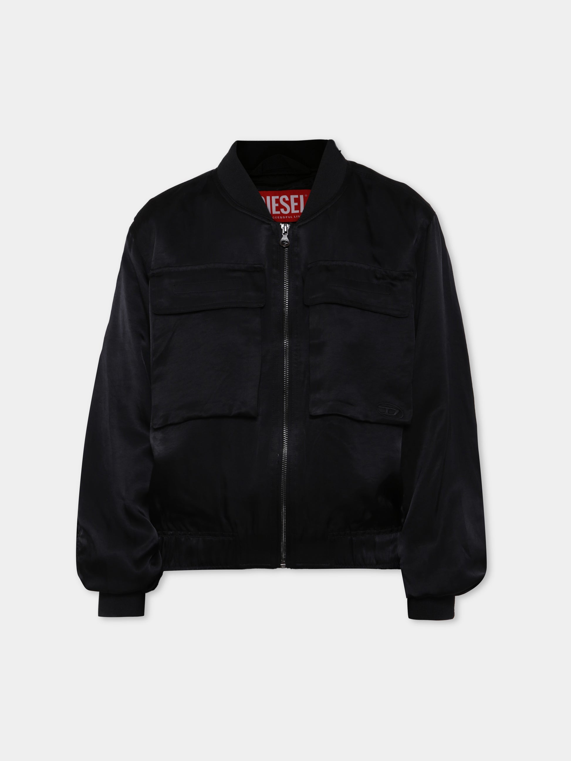 Bomber nero per bambino con logo,Diesel,J01950 KXBMX K900