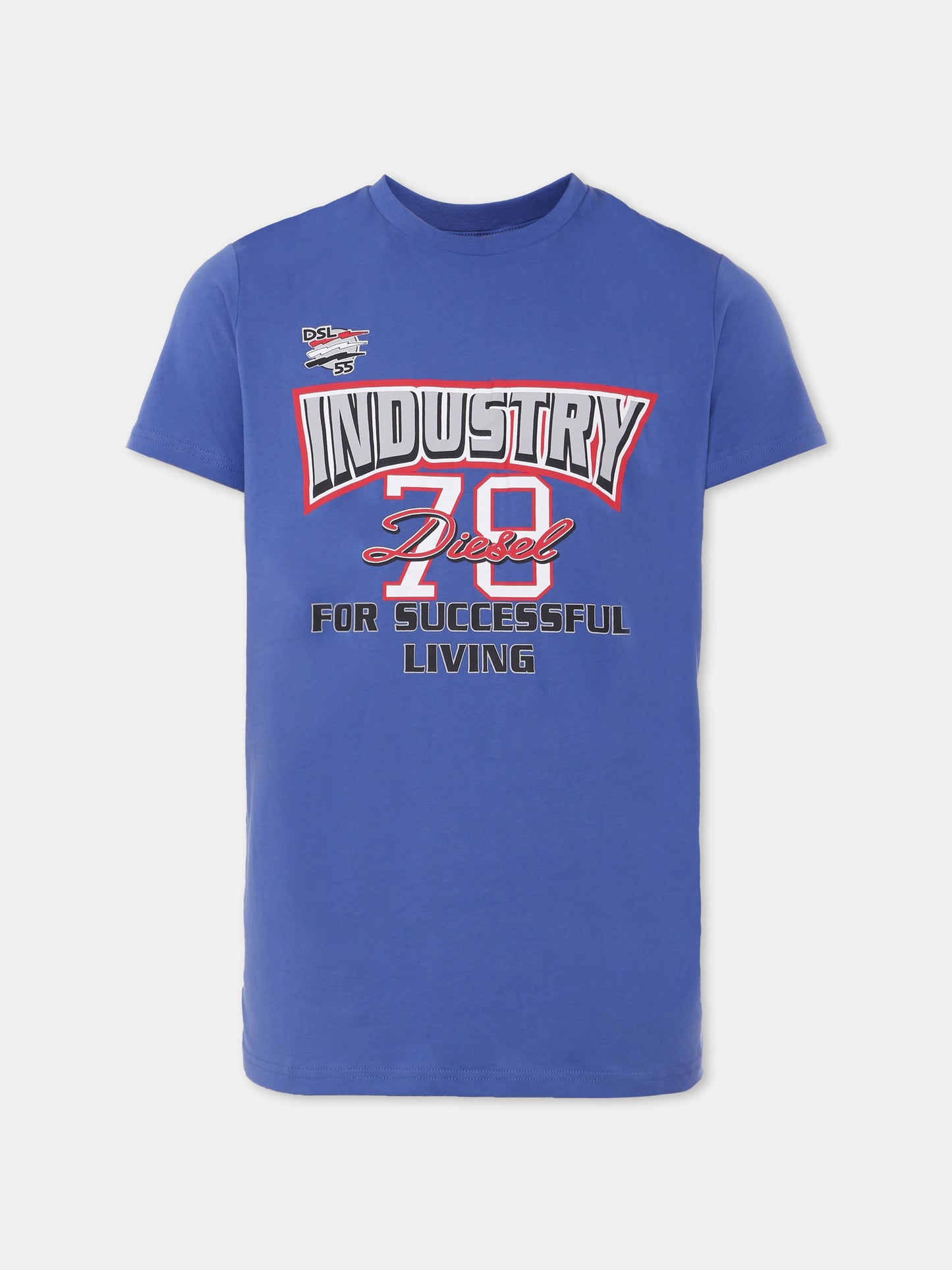 T-shirt blu per bambino con stampa Industry Diesel 78,Diesel,J01970 KYAUN K843