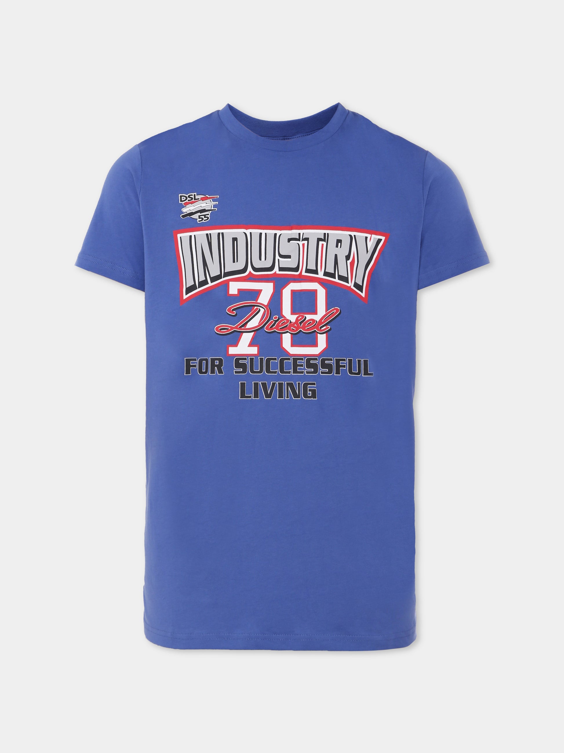 T-shirt blu per bambino con stampa Industry Diesel 78,Diesel,J01970 KYAUN K843