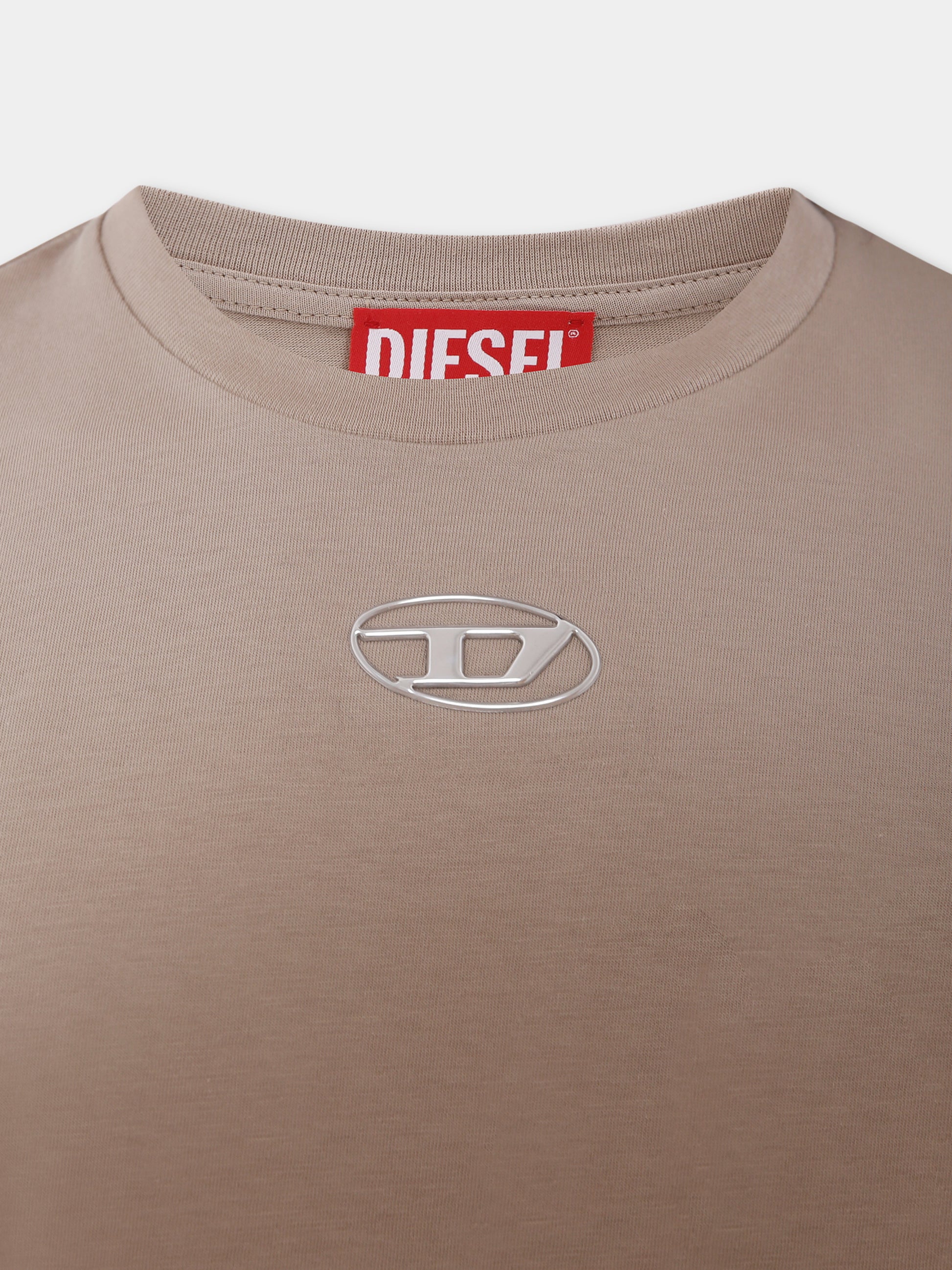 T-shirt beige per bambino con logo,Diesel,J02022 00YI9 K758