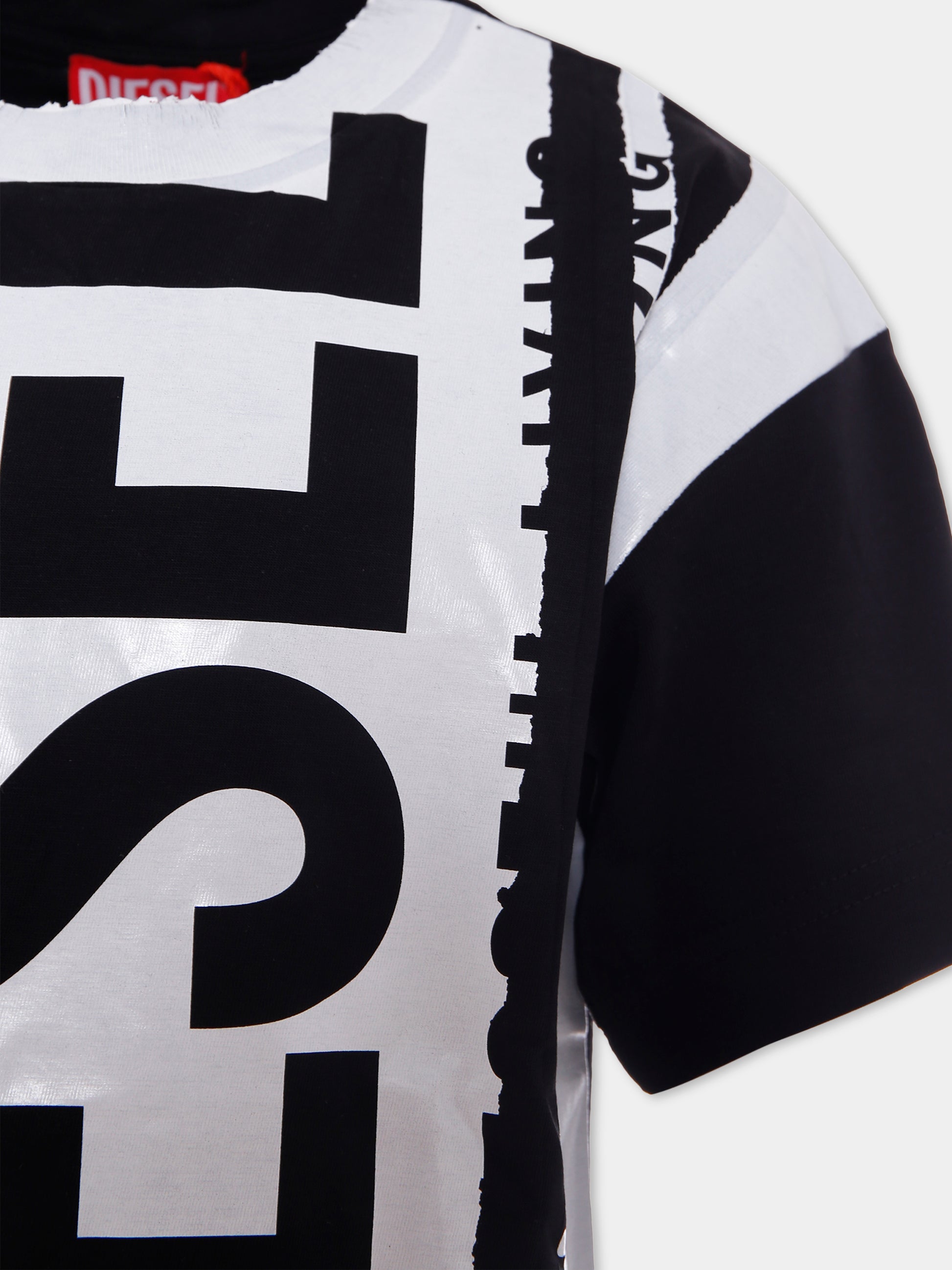 T-shirt nero per bambino con logo,Diesel,J02074 00YI9 K900