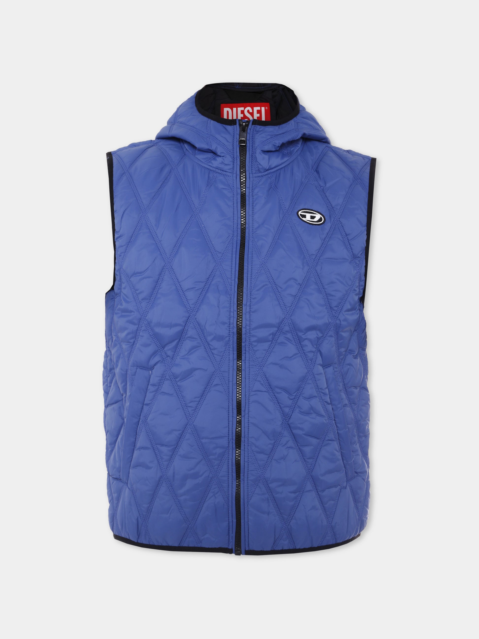 Gilet blu per bambino con logo,Diesel,J02088 KXBM0 K843