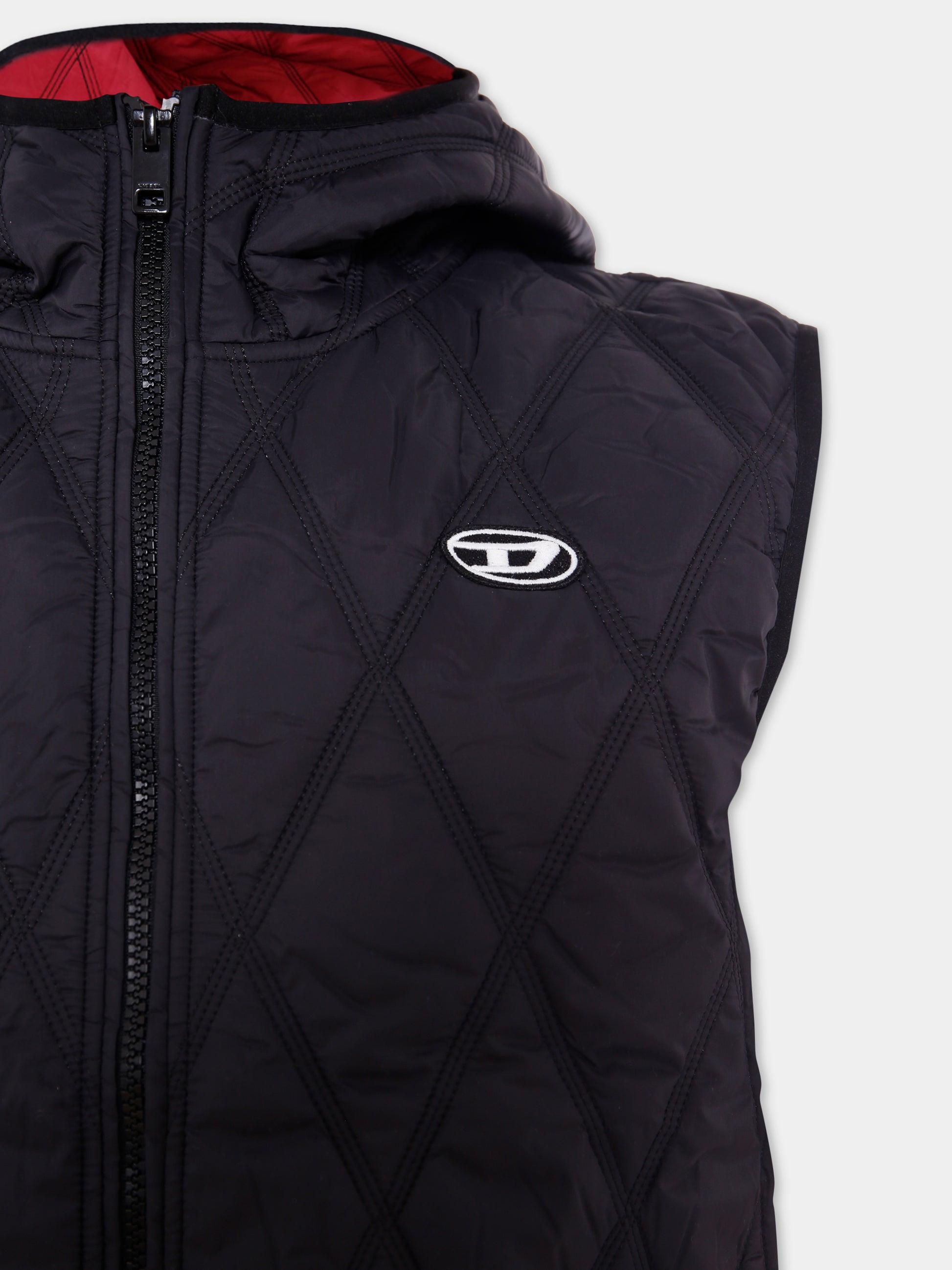 Gilet nero per bambini con logo,Diesel,J02088 KXBM0 K900