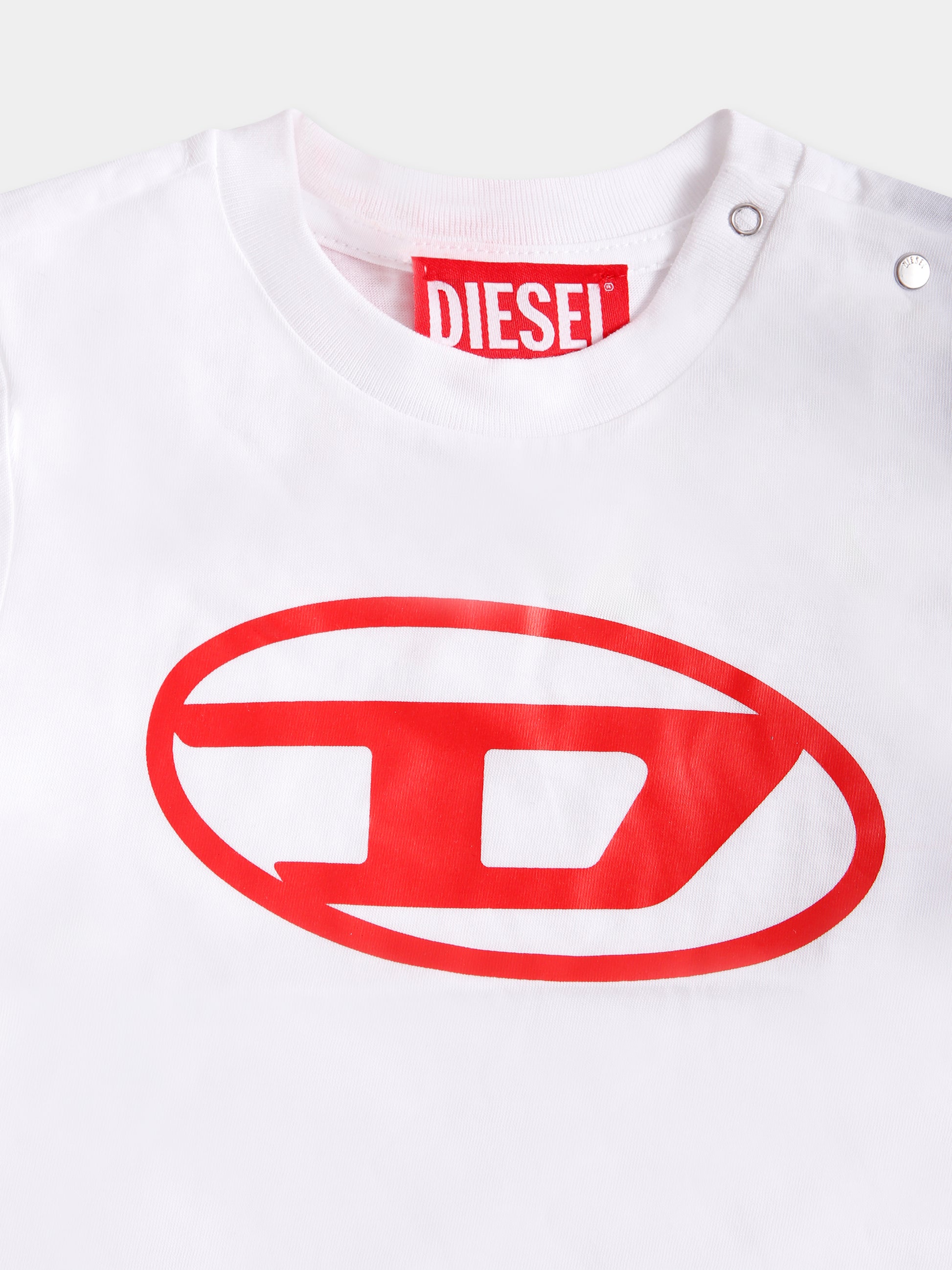 T-shirt bianca per neonati con logo,Diesel,K00519 00YI9 K100A