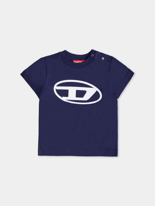 T-shirt blu per neonato con logo,Diesel,K00519 00YI9 K8AT