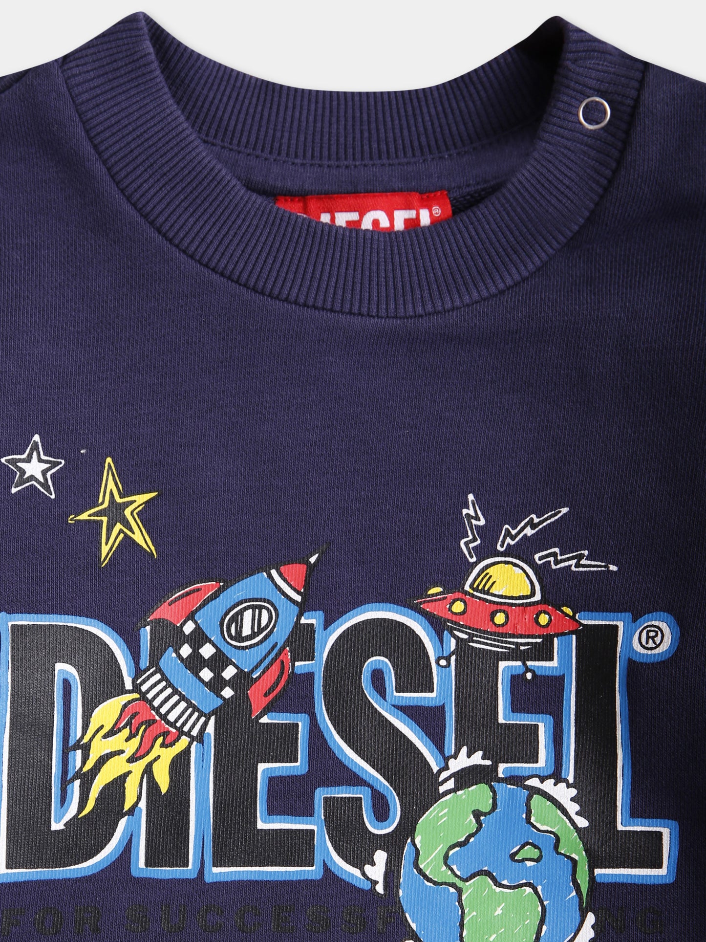 Felpa blu per neonato con stampa spazio,Diesel,K00582 KYAYT K8AT