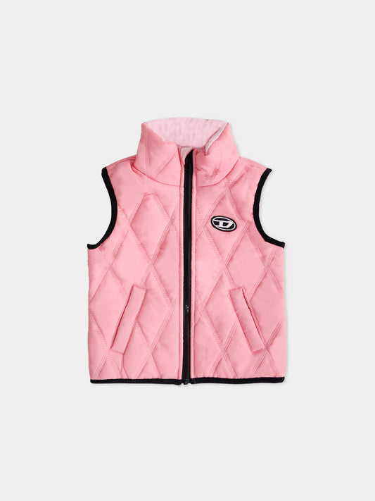 Gilet rose pour bébé fille avec logo