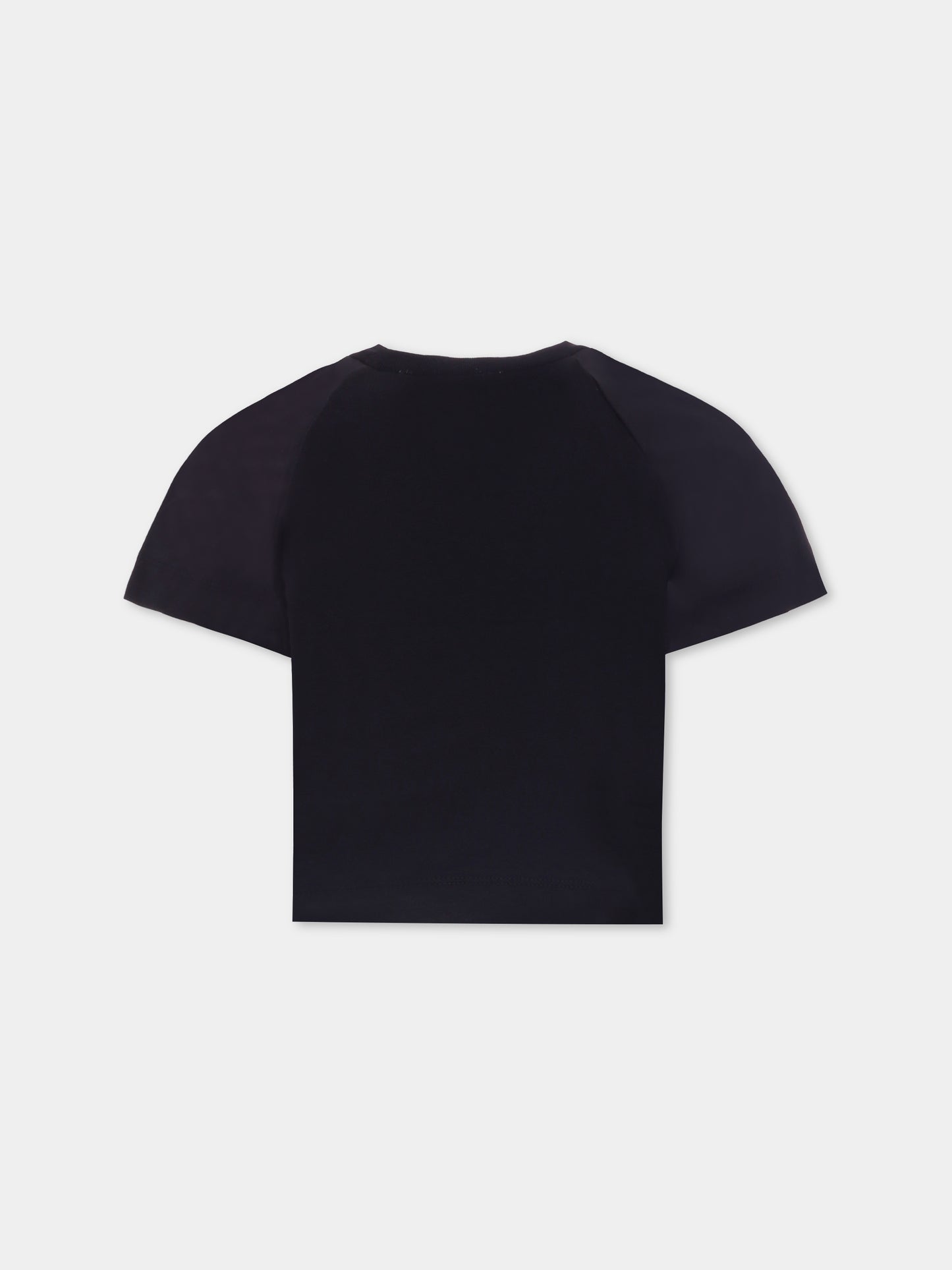 T-shirt crop nera per bambina con logo,N°21 Kids,N21978 N0153 0N900