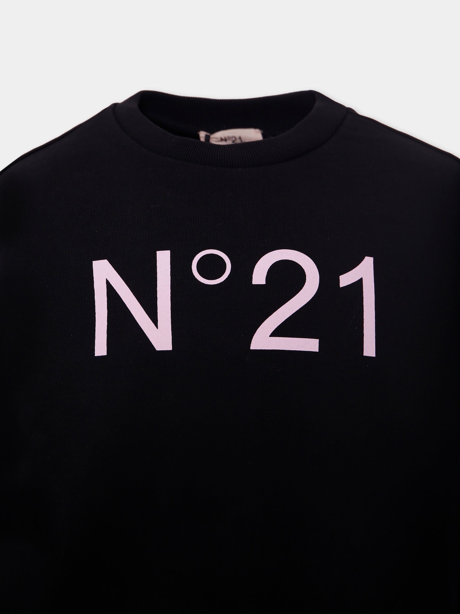 Felpa nera per bambina con logo,N°21 Kids,N21A23 N0154 0N900