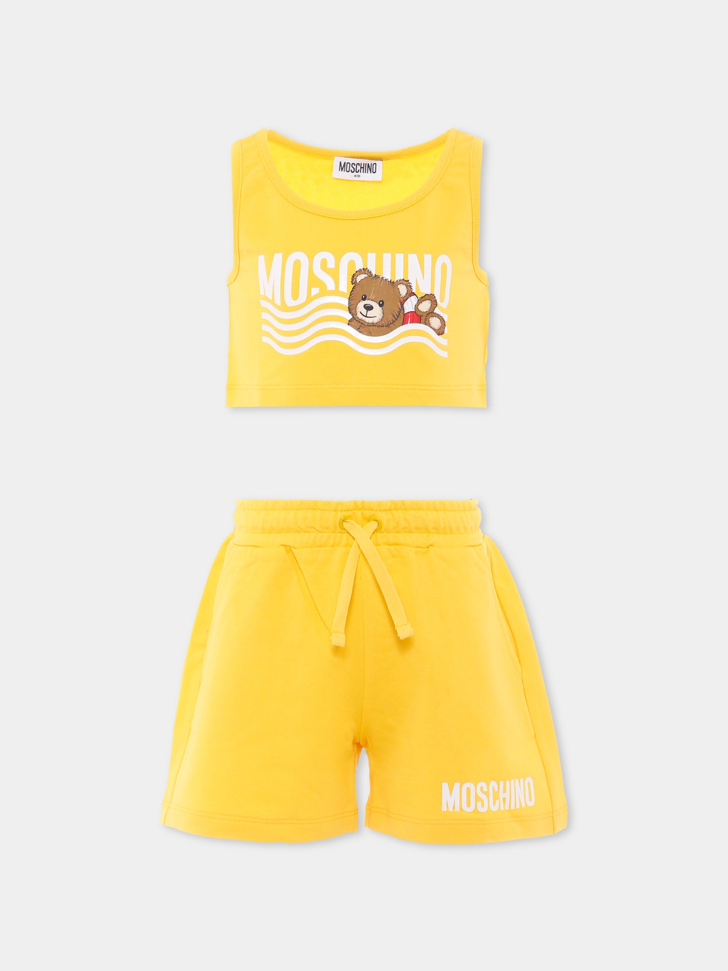 Completo giallo per bambina con Teddy Bear,Moschino Kids,HDG01D LCA19 50577