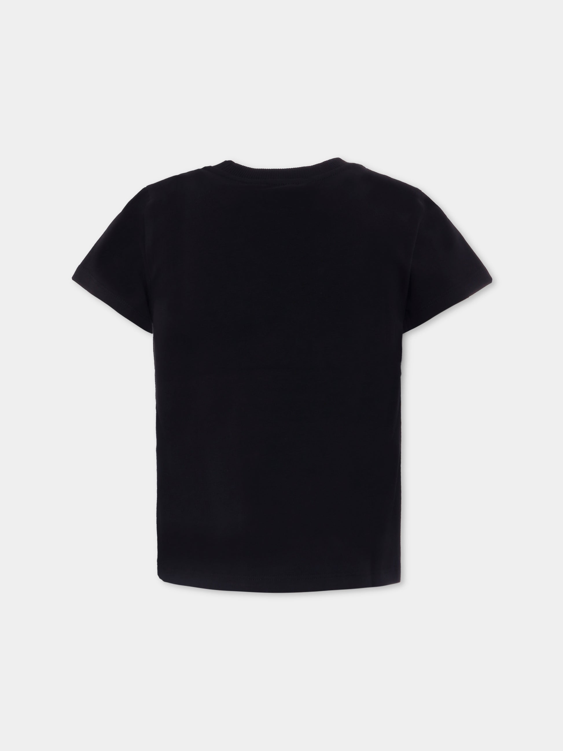 T-shirt nera per bambina con Teddy Bear e cuore,Moschino Kids,HDM06K LBA00 60100