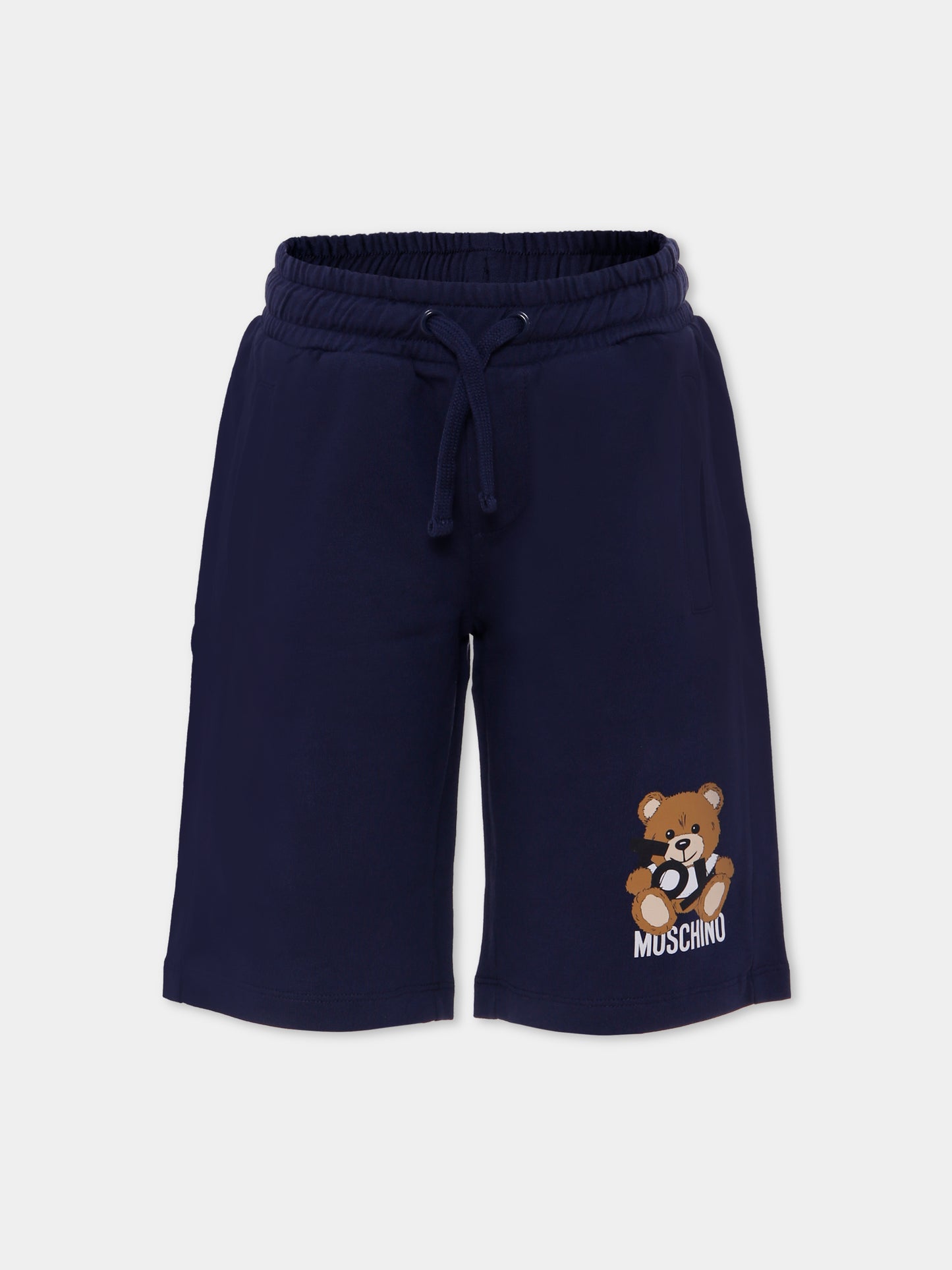Shorts blu per bambino con Teddy Bear,Moschino Kids,HUQ02A LCA19 40016