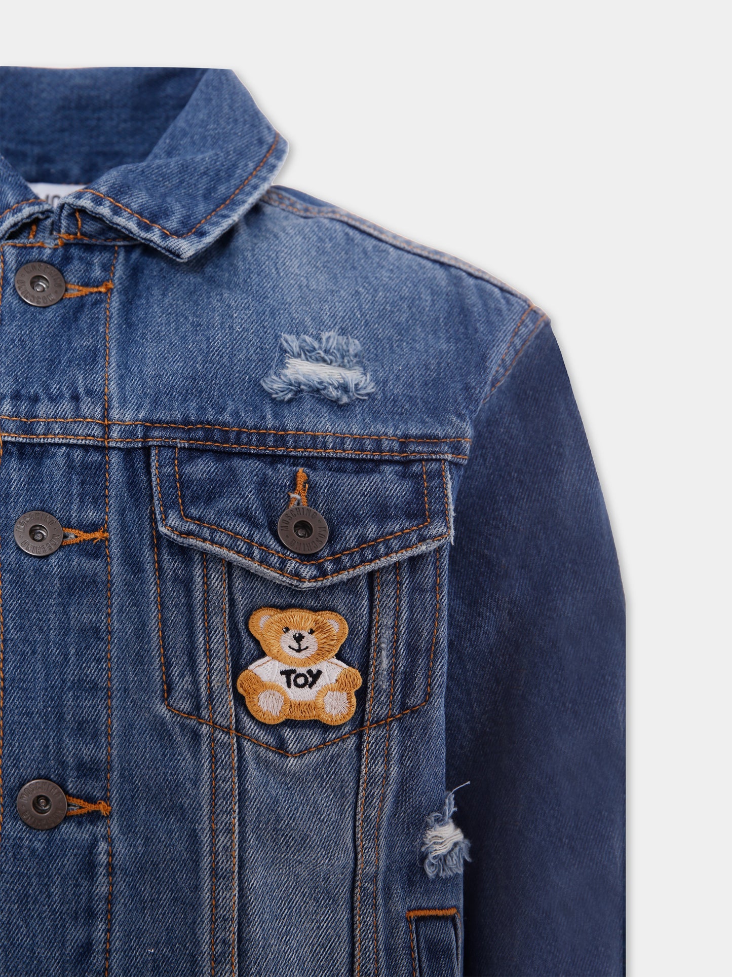 Giubbotto di jeans denim per bambini con Teddy Bear,Moschino Kids,HUS057 L0E35 40278