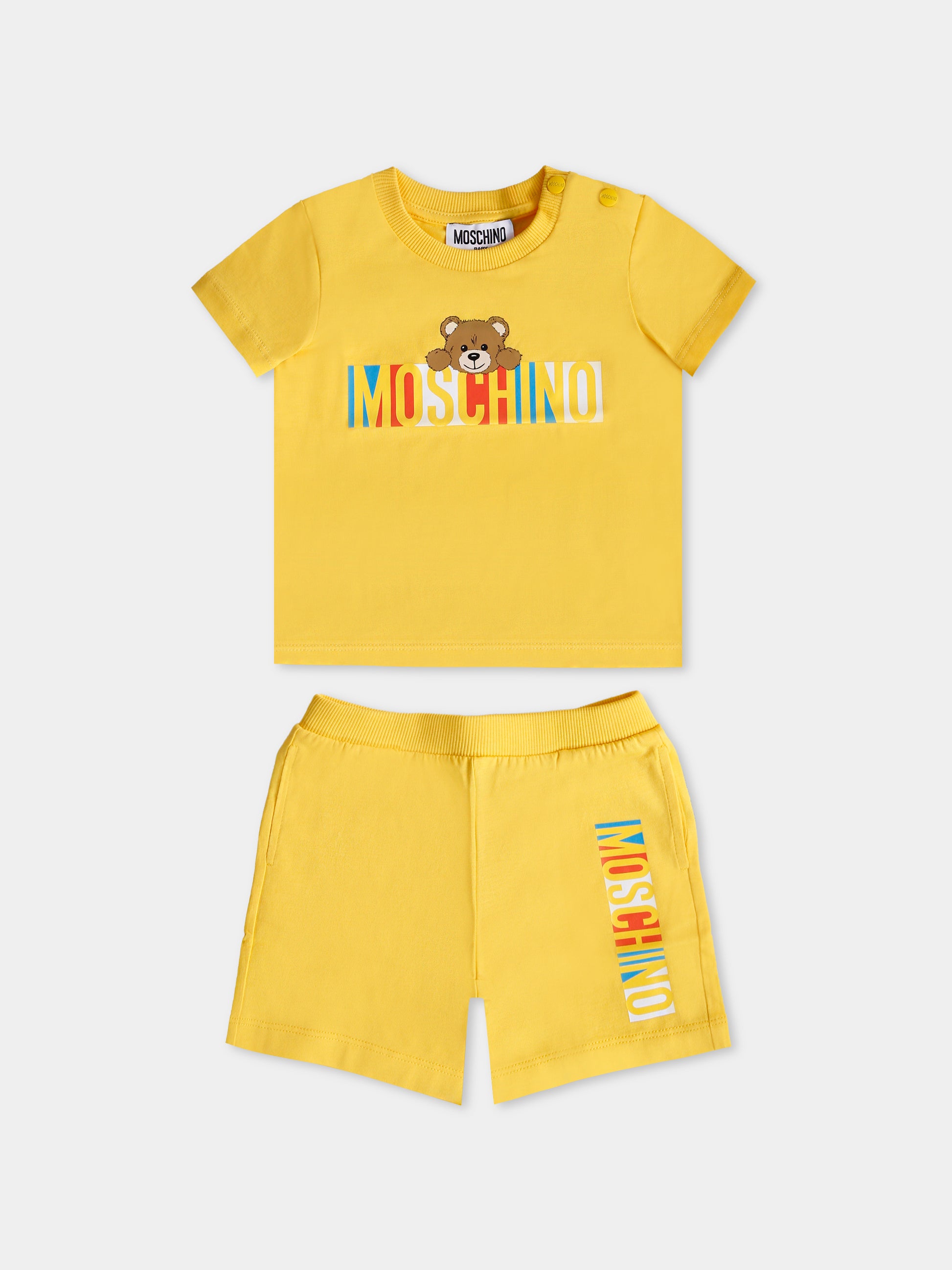 Completo giallo per neonato con Teddy Bear,Moschino Kids,MVG00M LAA02 50577