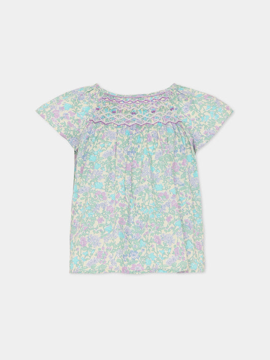 Camicia multicolor per bambina con stampa floreale,Bonpoint,C06GBLW00005 556