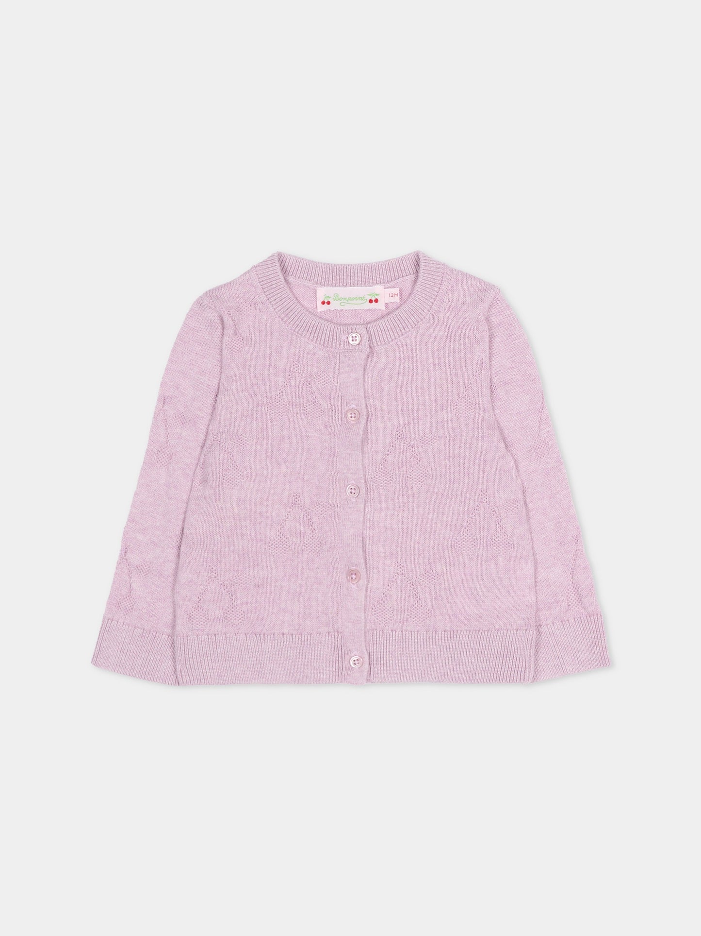 Cardigan lilla per neonata con ciliegie,Bonpoint,C06XCAK00001 057A