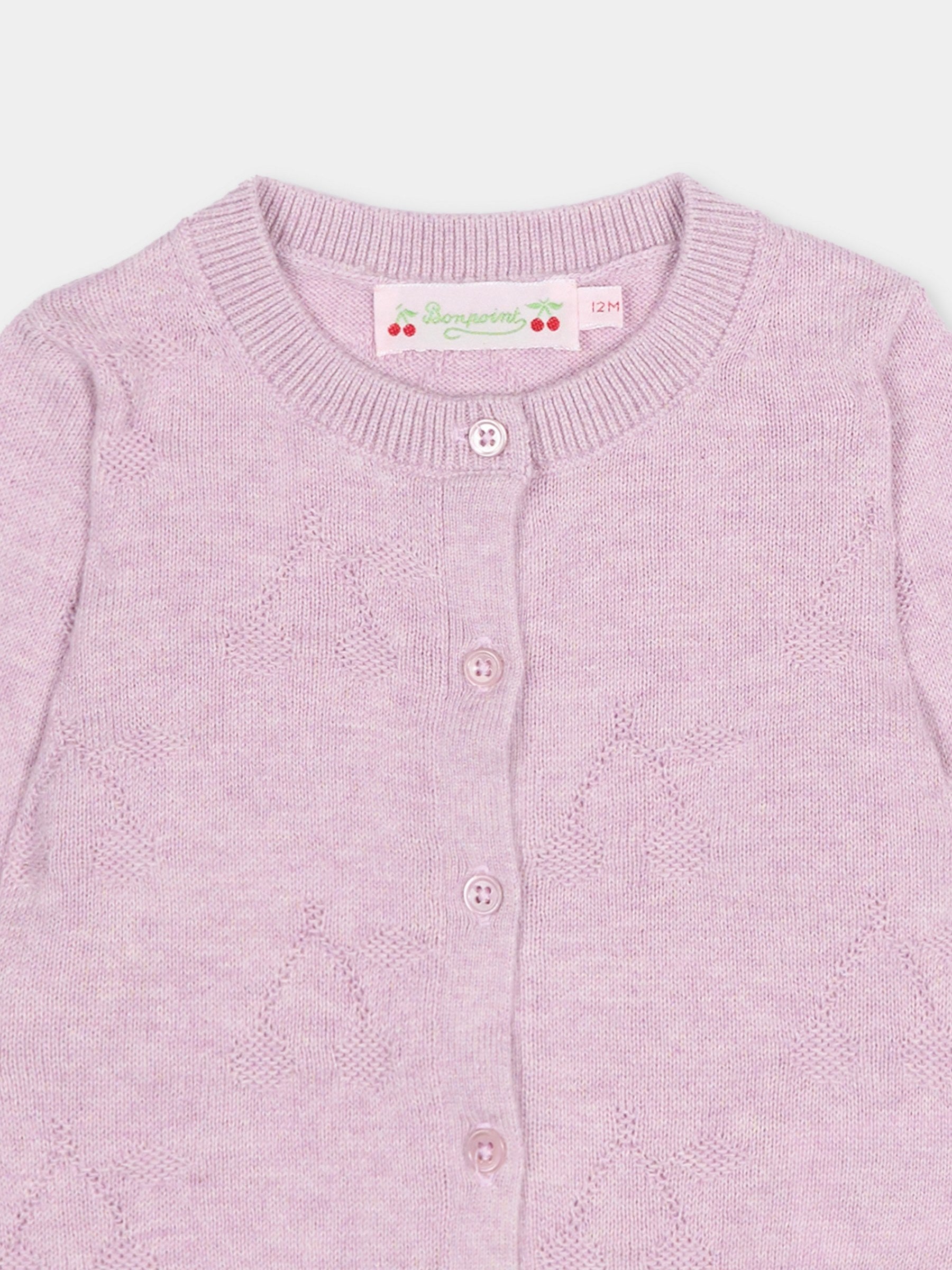 Cardigan lilla per neonata con ciliegie,Bonpoint,C06XCAK00001 057A
