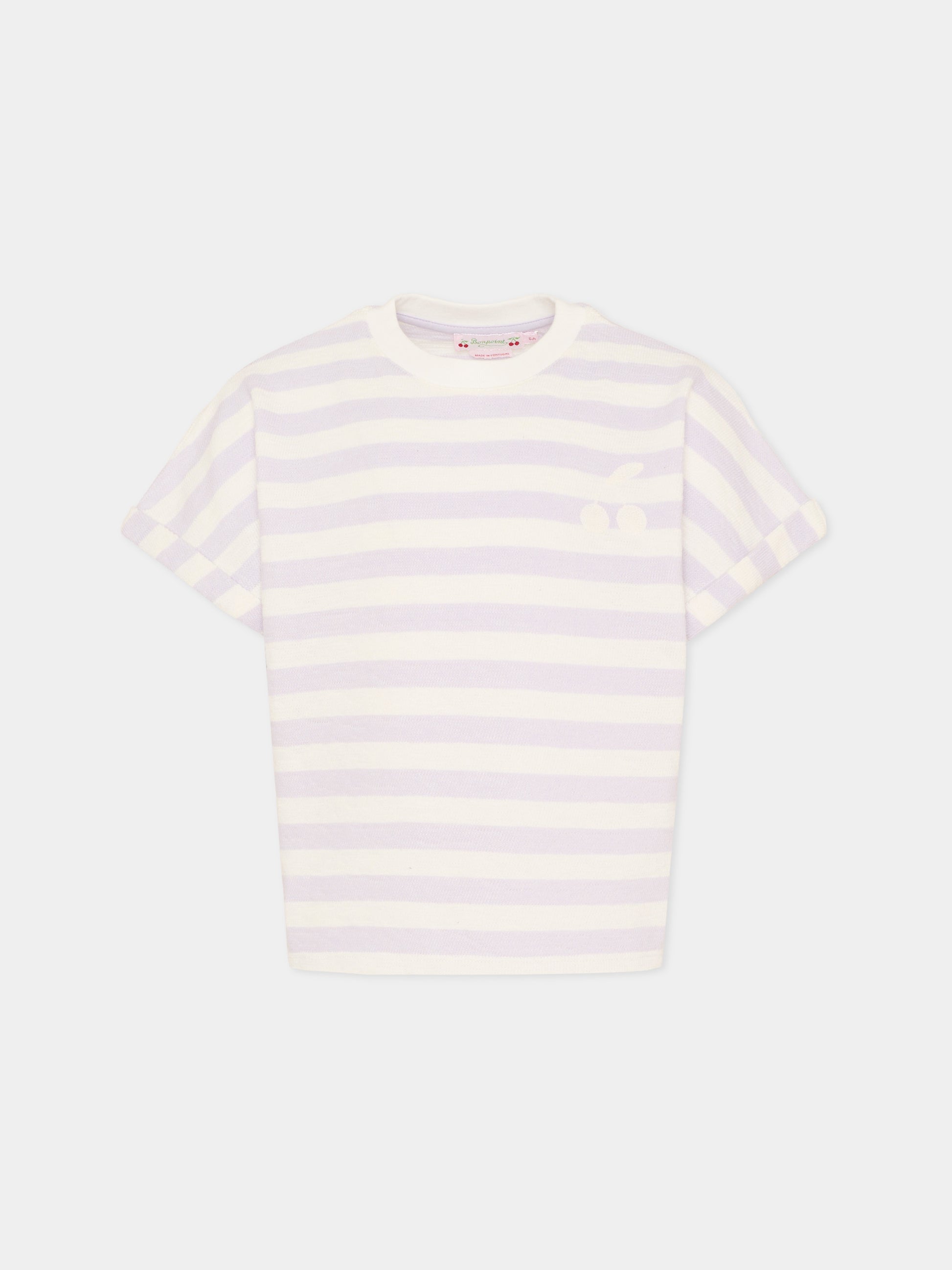 T-shirt lilla per bambina con ciliegie,Bonpoint,C06GTSK00001 257A