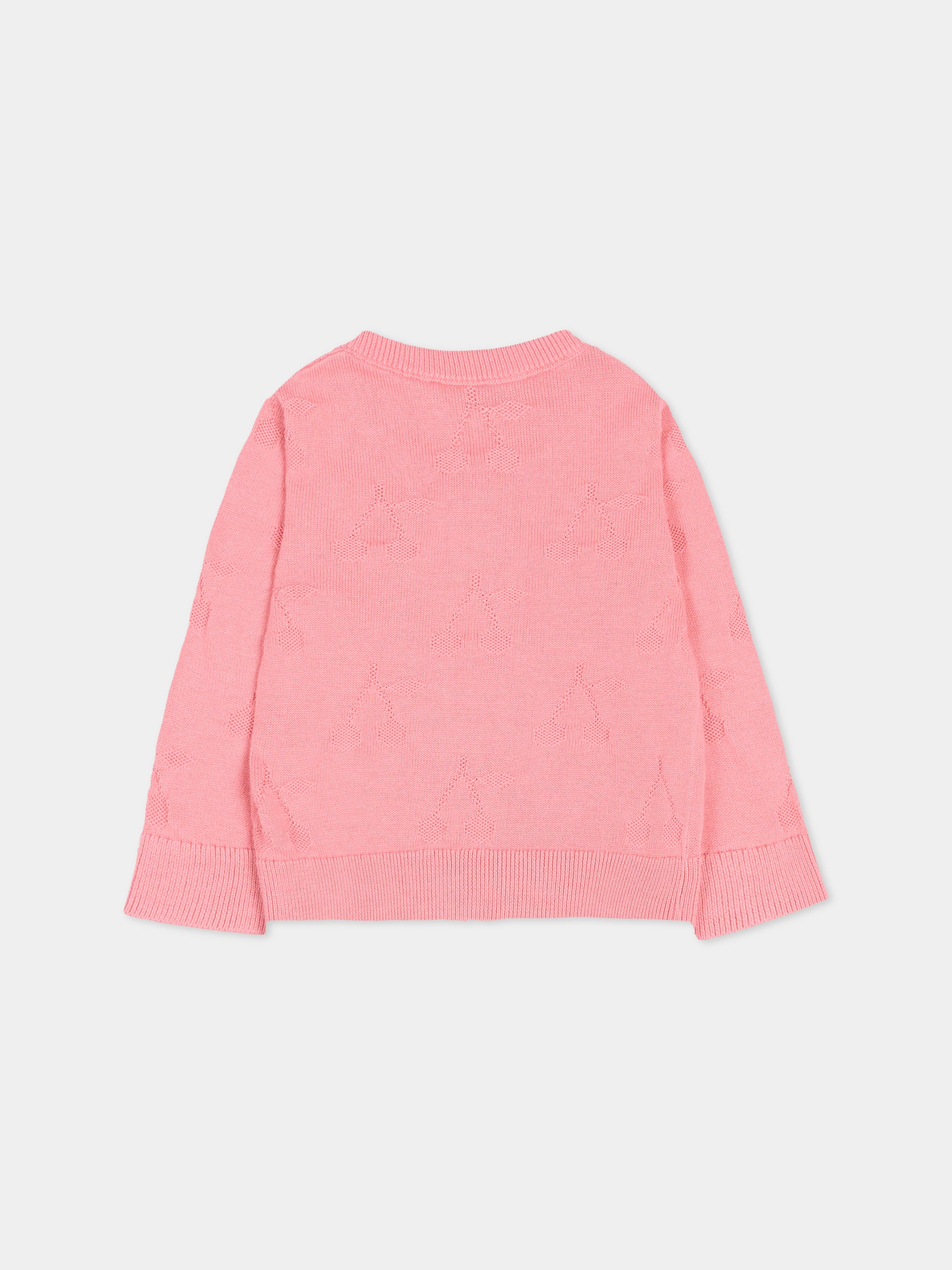 Cardigan rosa per neonata con ciliegie,Bonpoint,S06XCAK00003 028D
