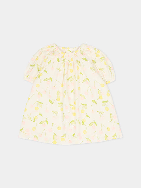 Vestito avorio per neonata con ciliegie,Bonpoint,S06XDRW00003 625