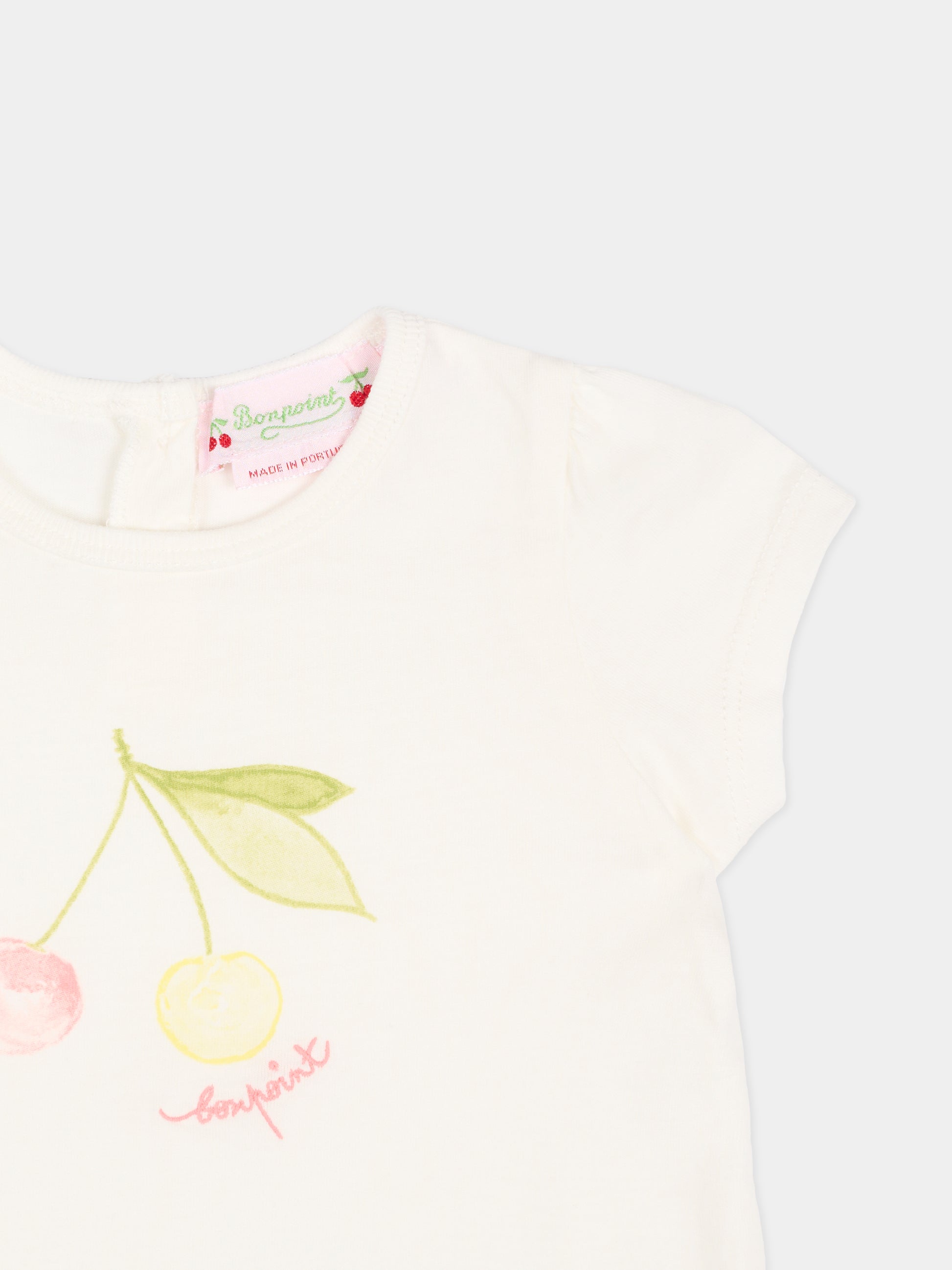 T-shirt avorio per neonata con ciliegie,Bonpoint,S06XTSK00001 102