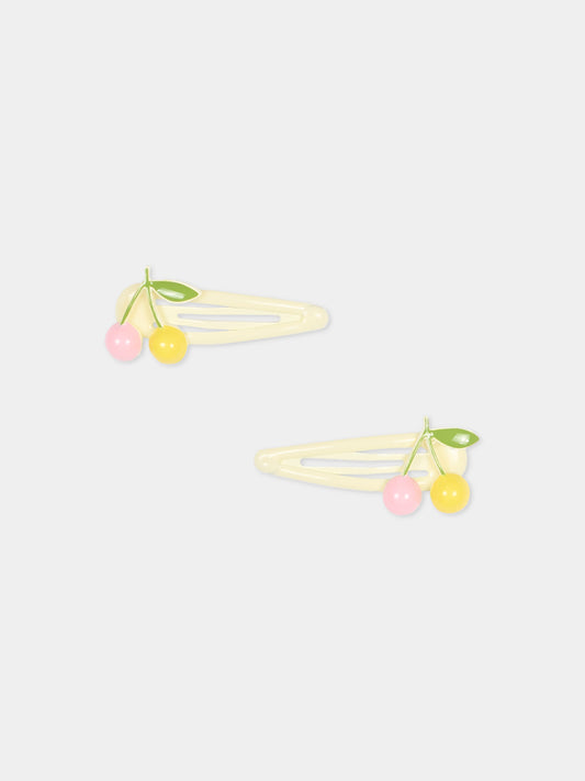 Set fermagli avorio per bambina con ciliegie,Bonpoint,S06GHAW00007 021