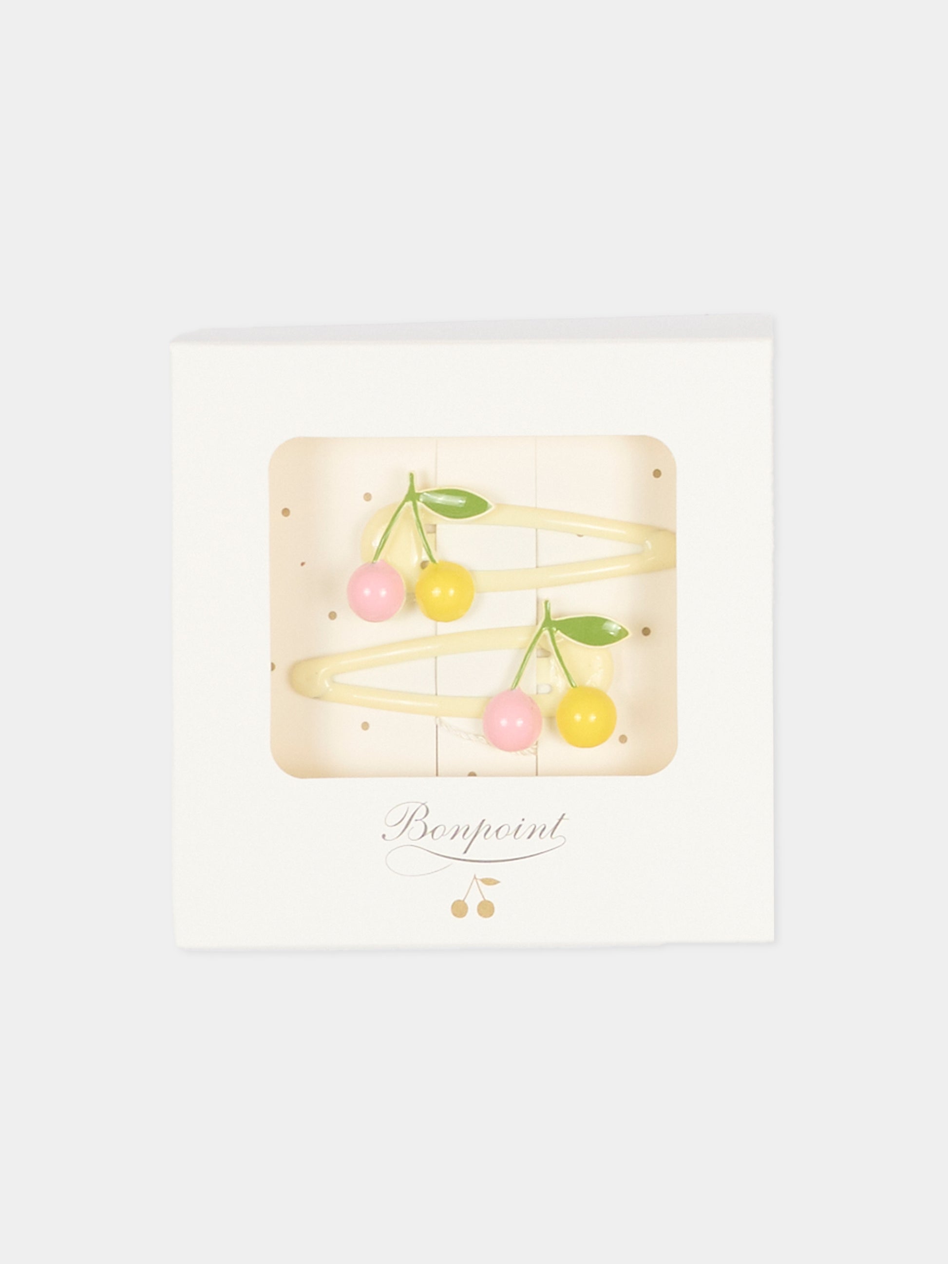 Set fermagli avorio per bambina con ciliegie,Bonpoint,S06GHAW00007 021