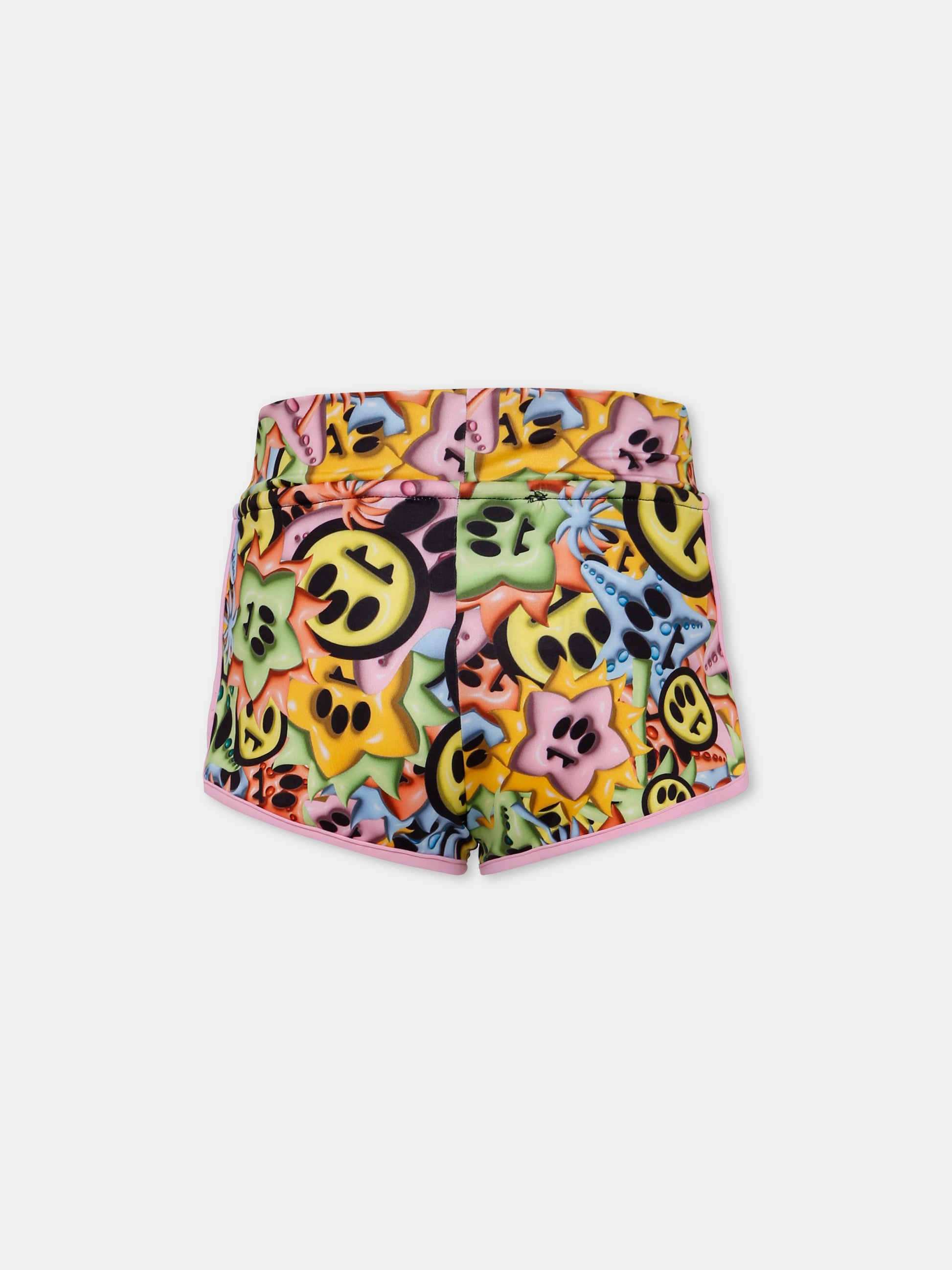 Shorts multicolor per bambina con smile all over,Barrow,S5BKJGSH190