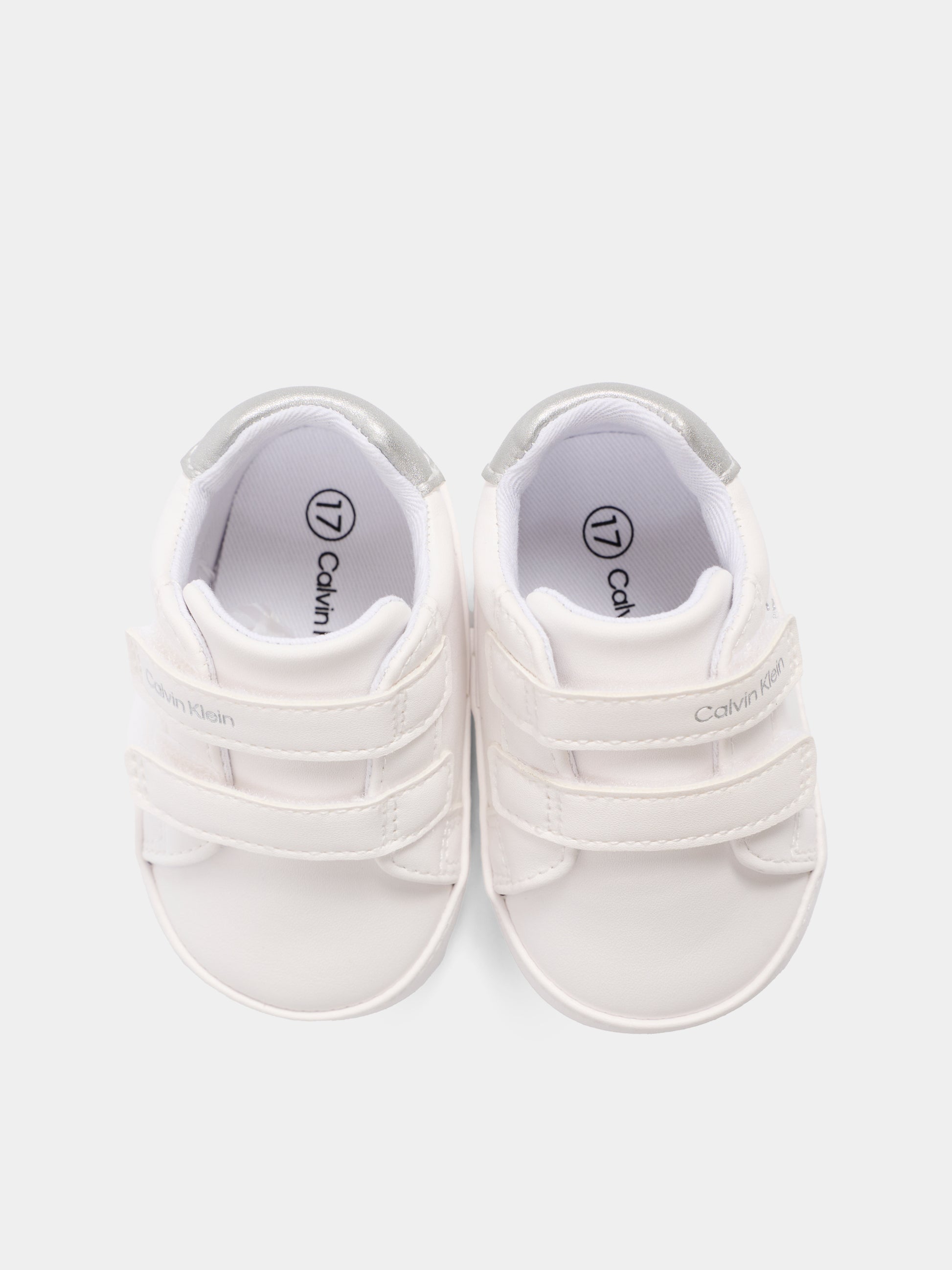 Sneakers bianche per neonata con logo in lurex,Calvin Klein Kids,V0A9 83201 1582X025