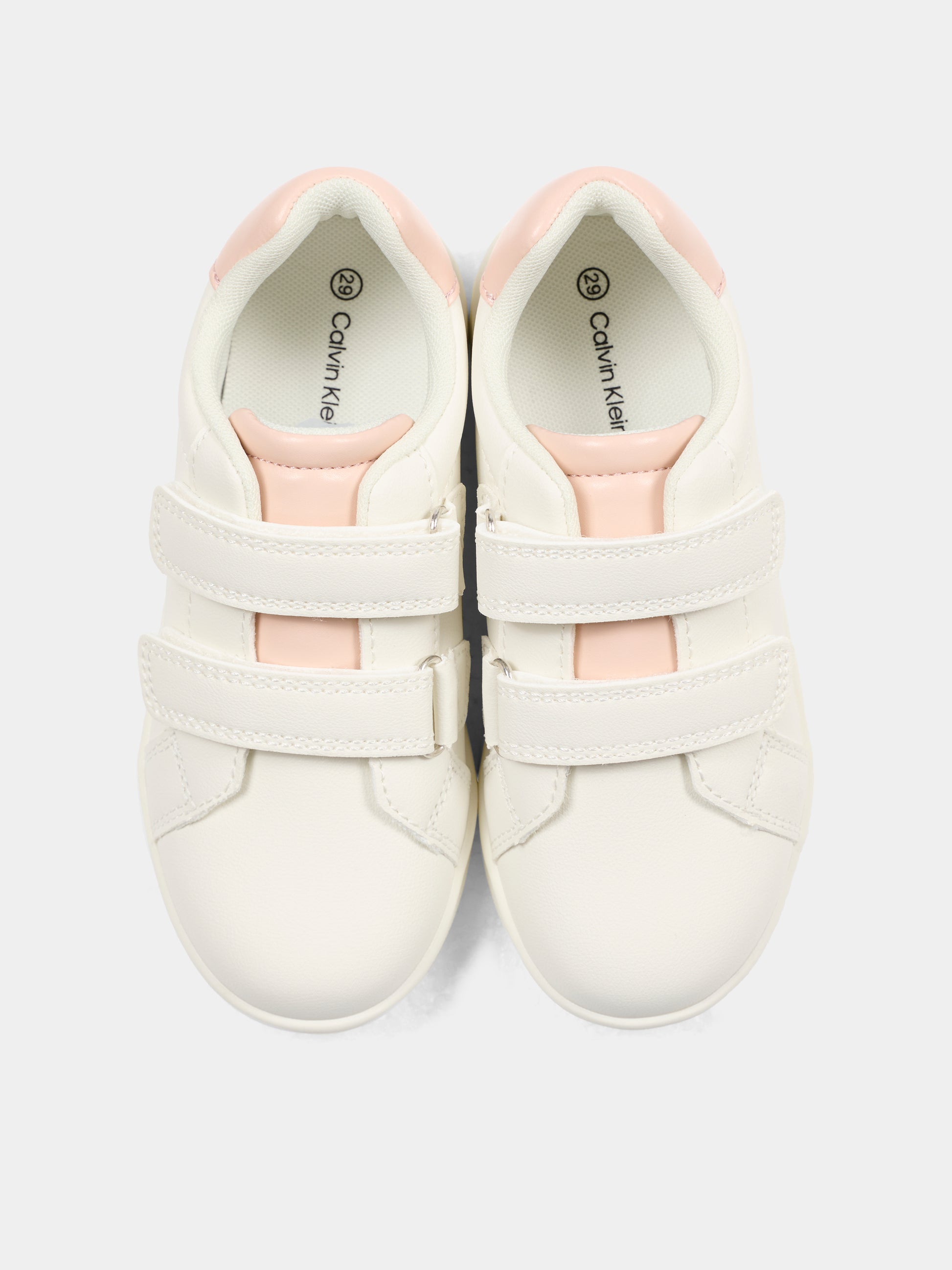 Sneakers bianche per neonata e bambina con logo rosa,Calvin Klein Kids,V1A9 83206 1355A708