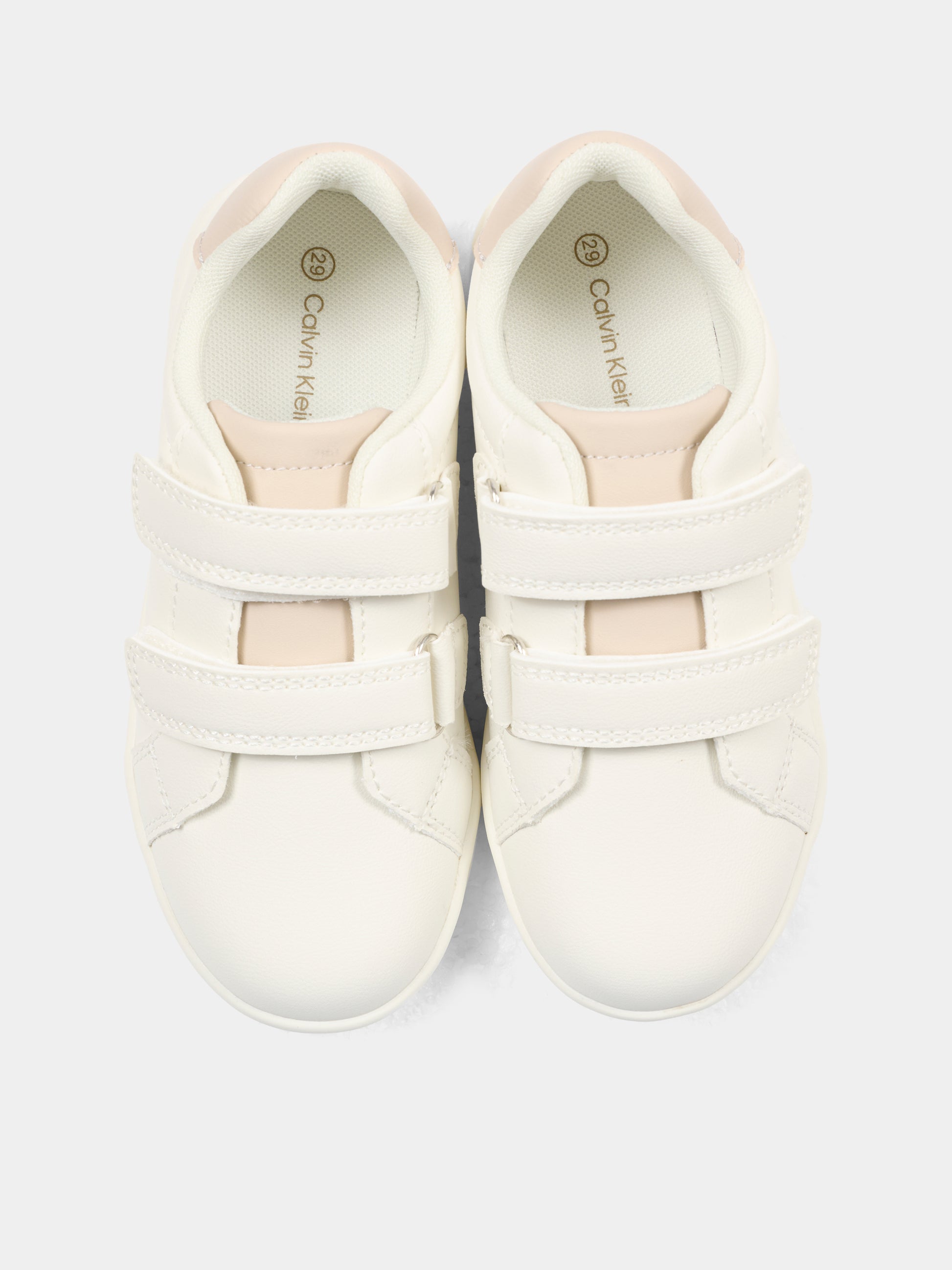 Sneakers bianche per neonata e bambina con logo beige,Calvin Klein Kids,V1X9 83276 1355A472
