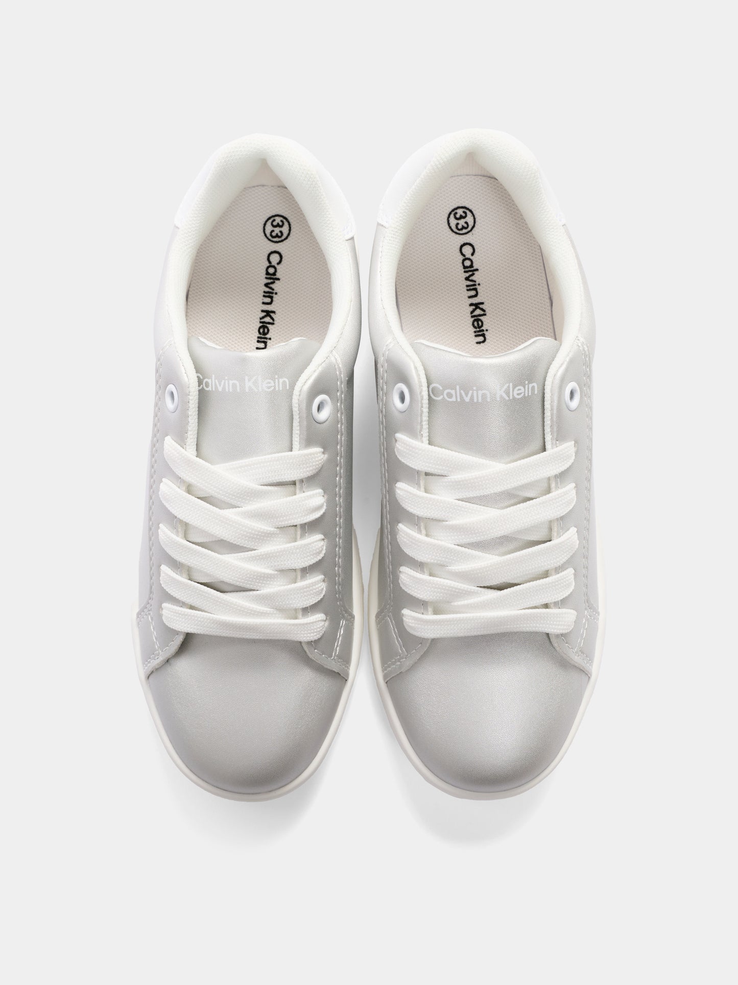 Sneakers argento per bambina con logo,Calvin Klein Kids,V3A9 83211 0376X059