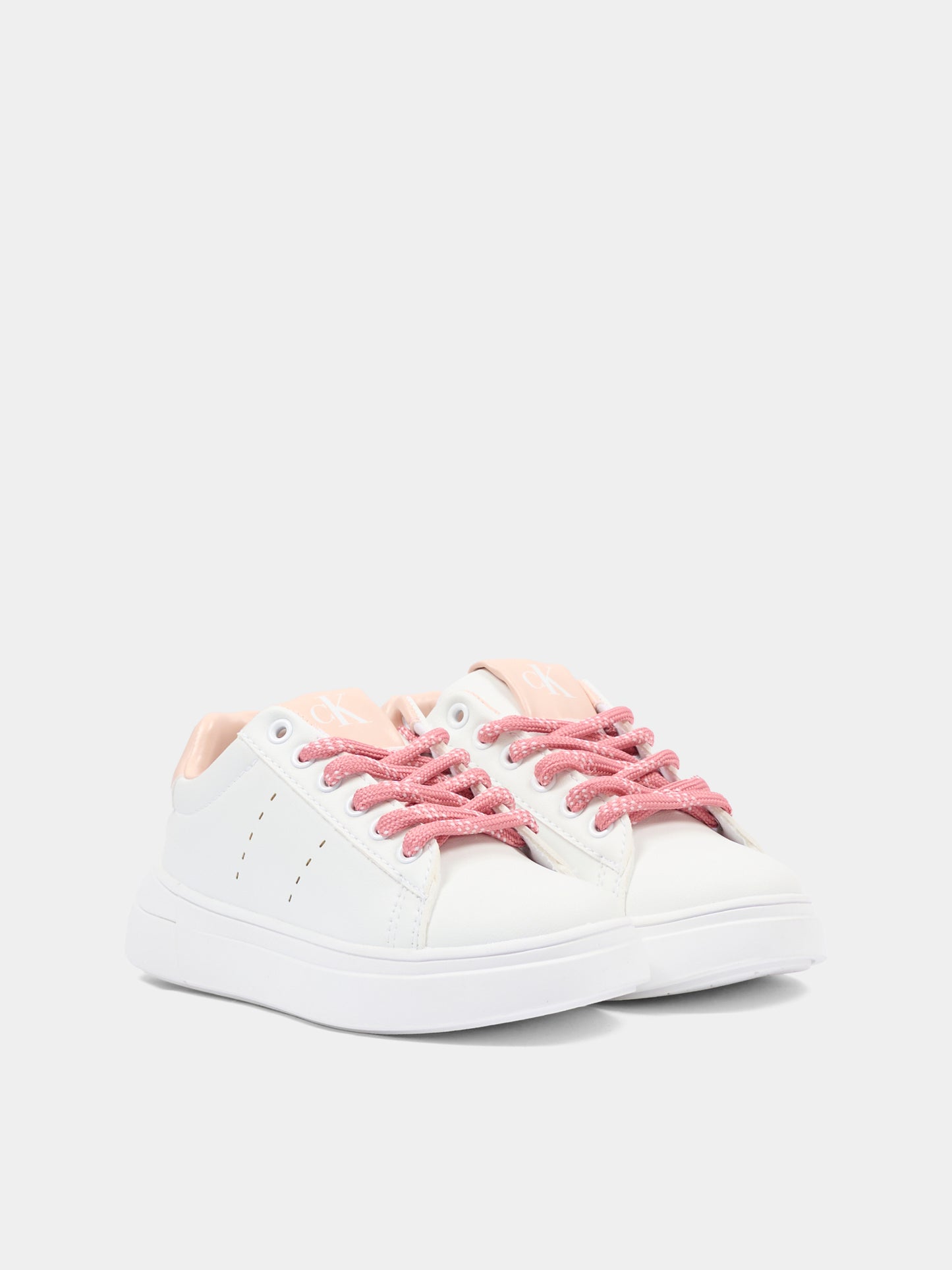 Sneakers bianche per bambina con dettaglio rosa,Calvin Klein Kids,V3A9 83221 1355A953