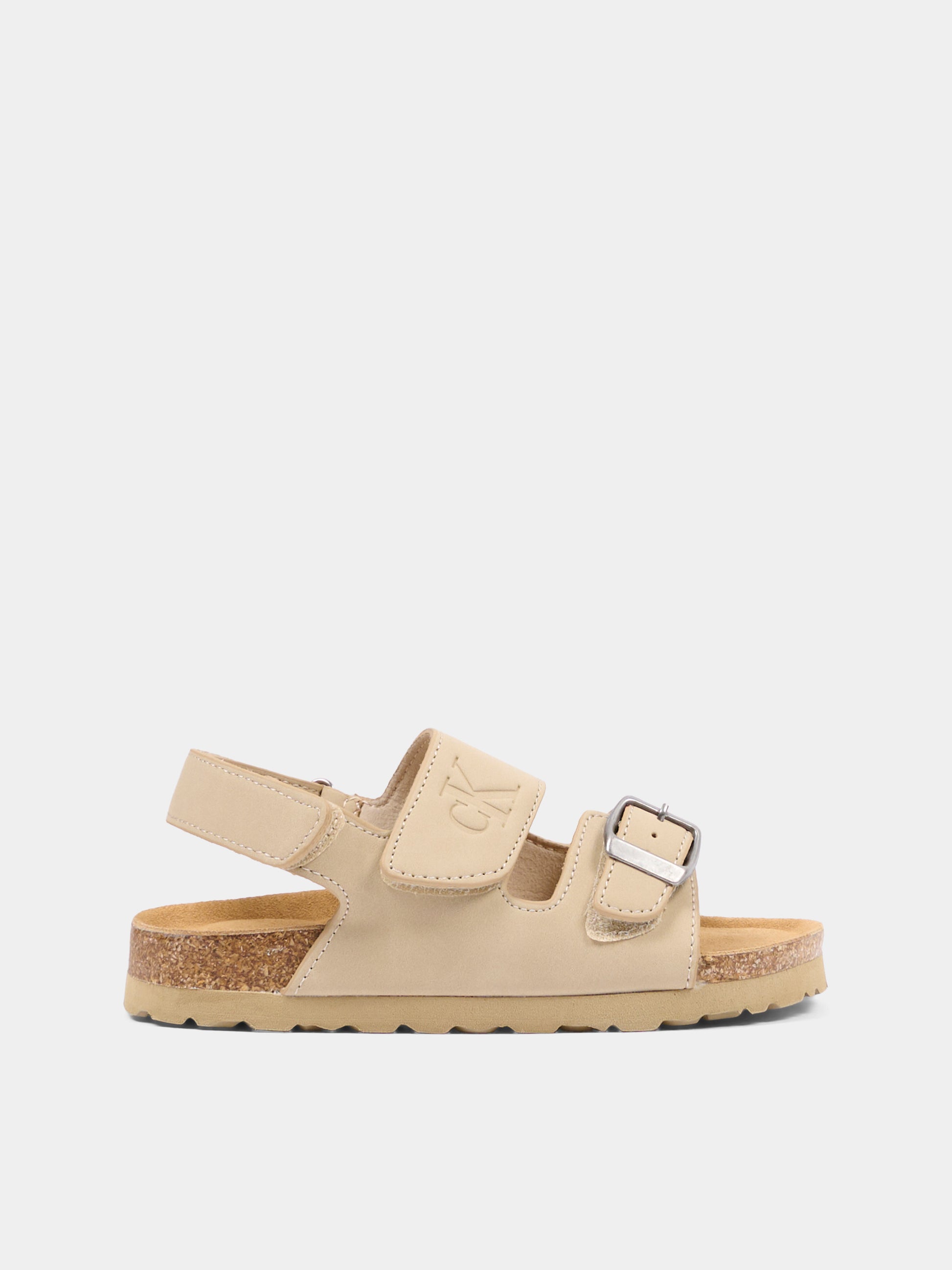 Sandalo beige per bambini con logo,Calvin Klein Kids,V3X2 83328 0315500