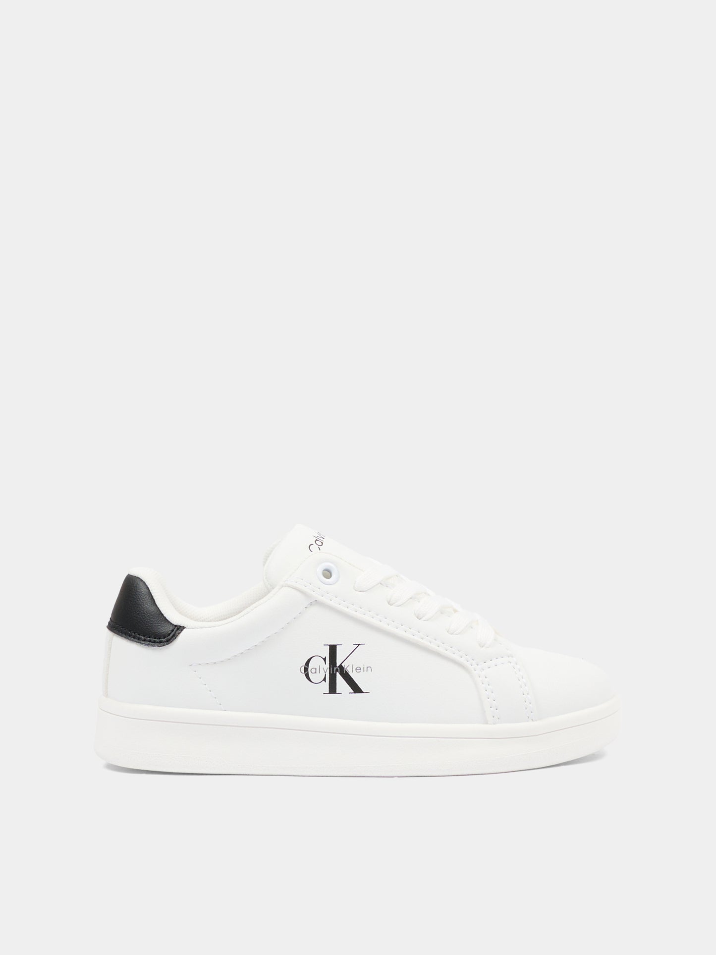Sneakers bianche per bambino con logo nero,Calvin Klein Kids,V3X9 83284 1355X002